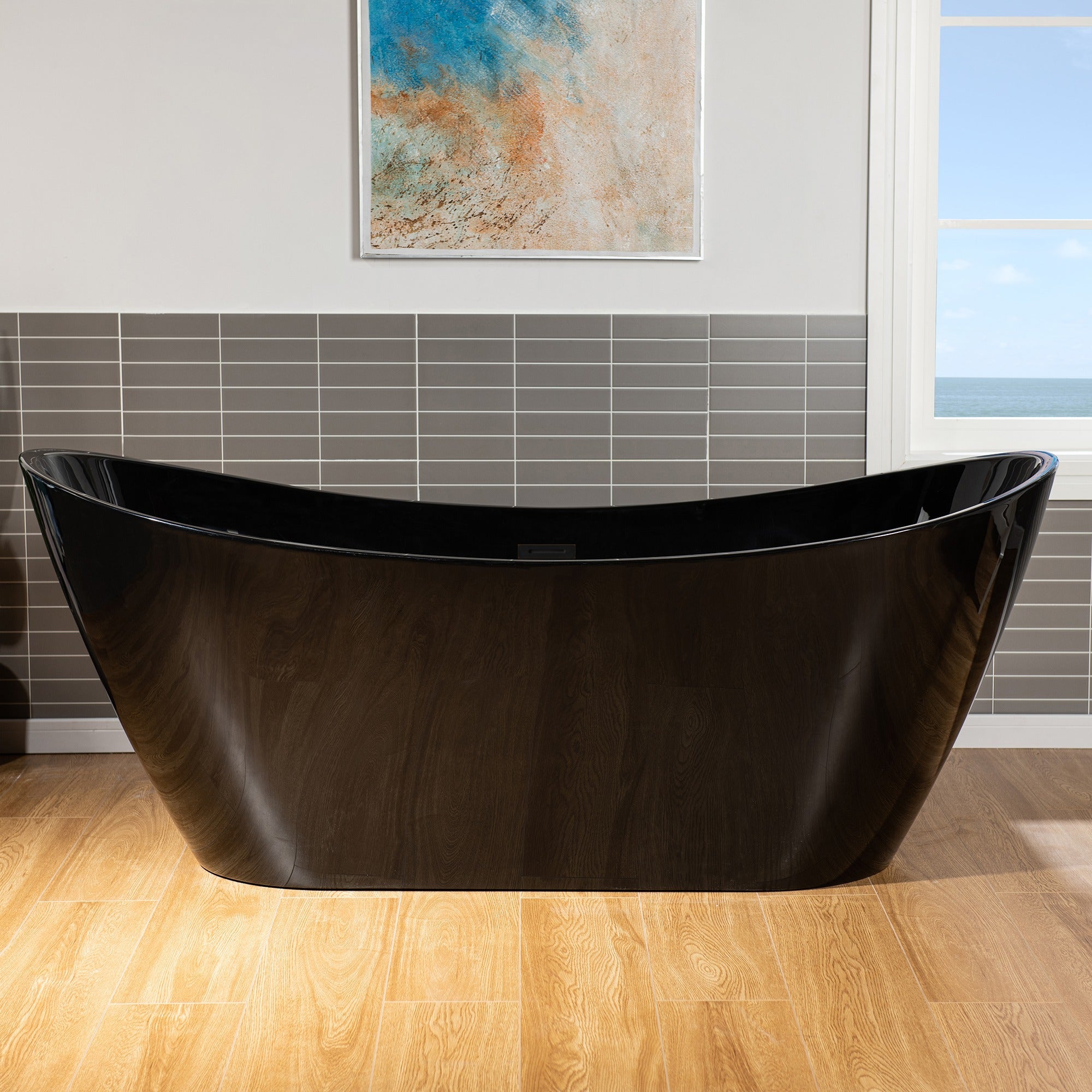 WOODBRIDGE 71" L x 31-1/2" W Freestanding Contemporary Acrylic Soaking Bathtub with Drain & Overflow, B8817