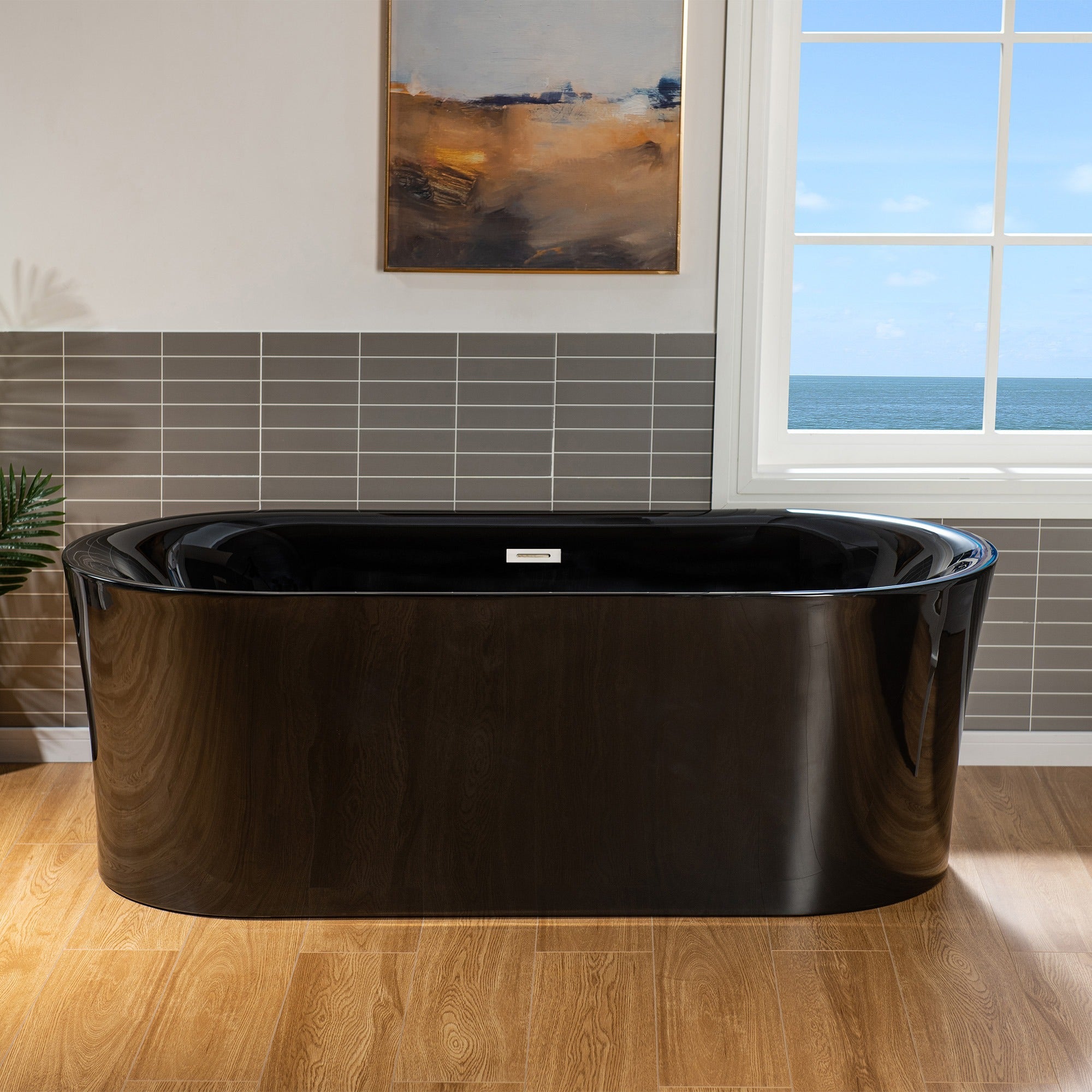 WOODBRIDGE 67" L x 31-1/2" W Freestanding Contemporary Acrylic Soaking Bathtub with Drain & Overflow, B8857