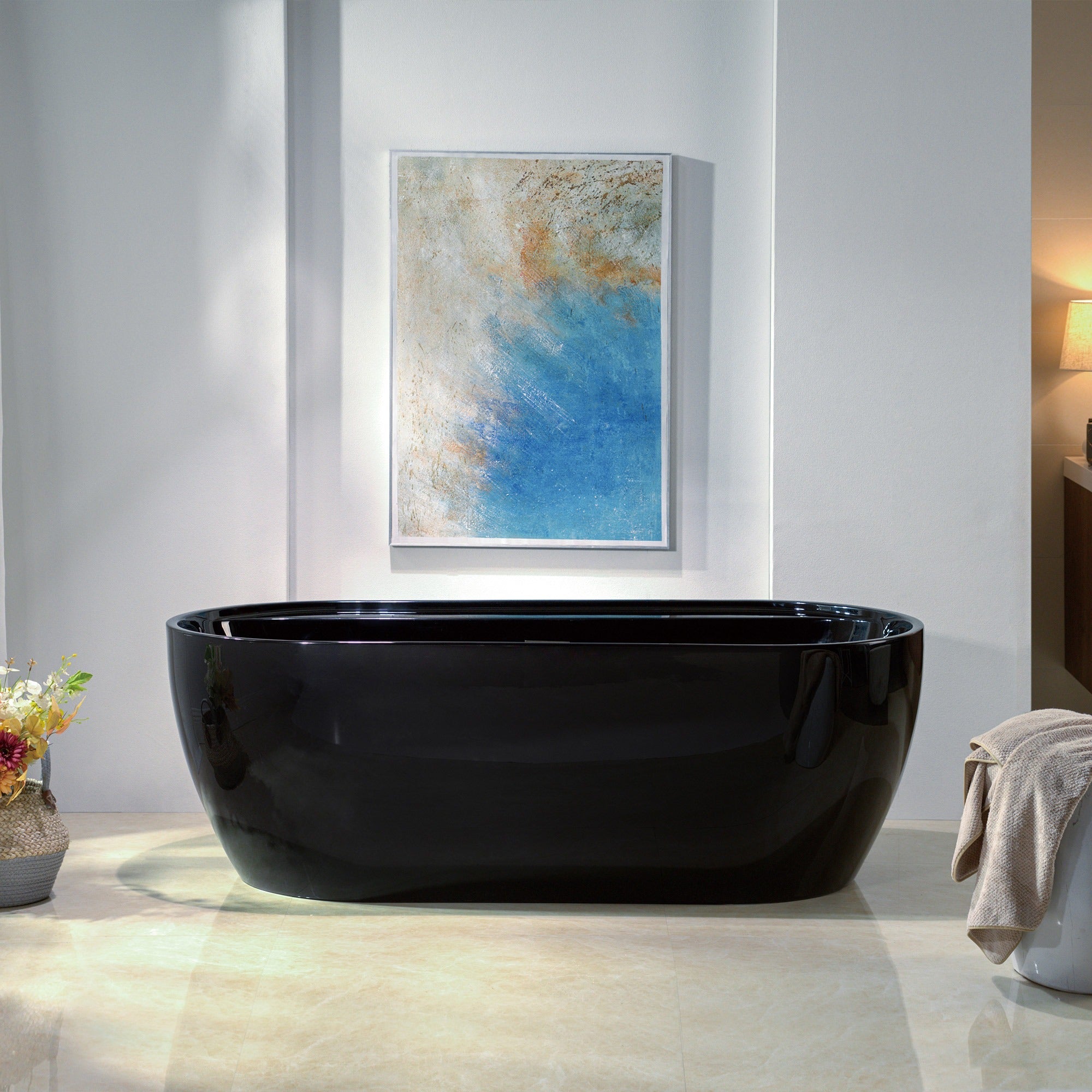 WOODBRIDGE 67" L x 31-1/2" W Freestanding Contemporary Acrylic Soaking Bathtub with Drain & Overflow – B8863 Series