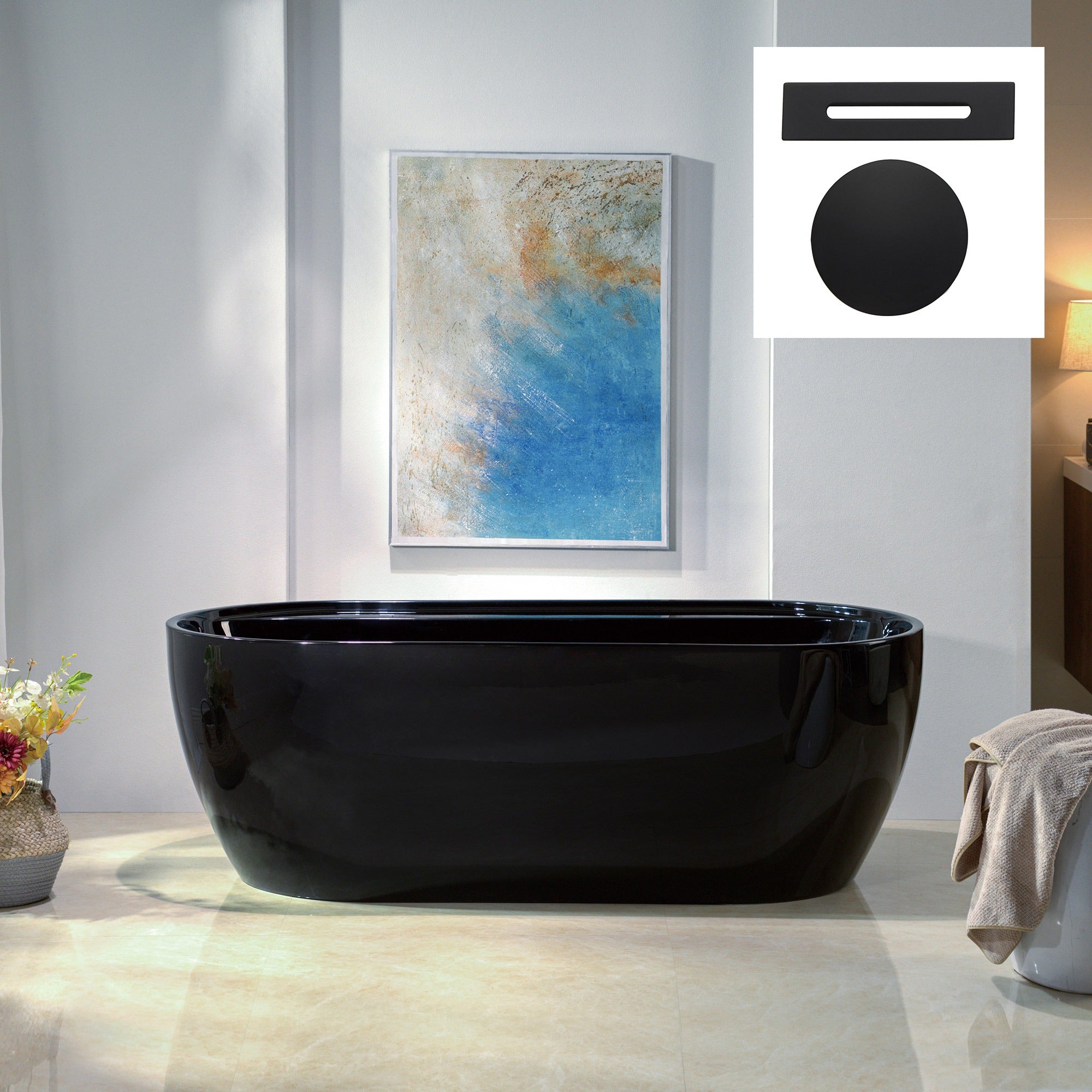 WOODBRIDGE 67" L x 31-1/2" W Freestanding Contemporary Acrylic Soaking Bathtub with Drain & Overflow – B8863 Series