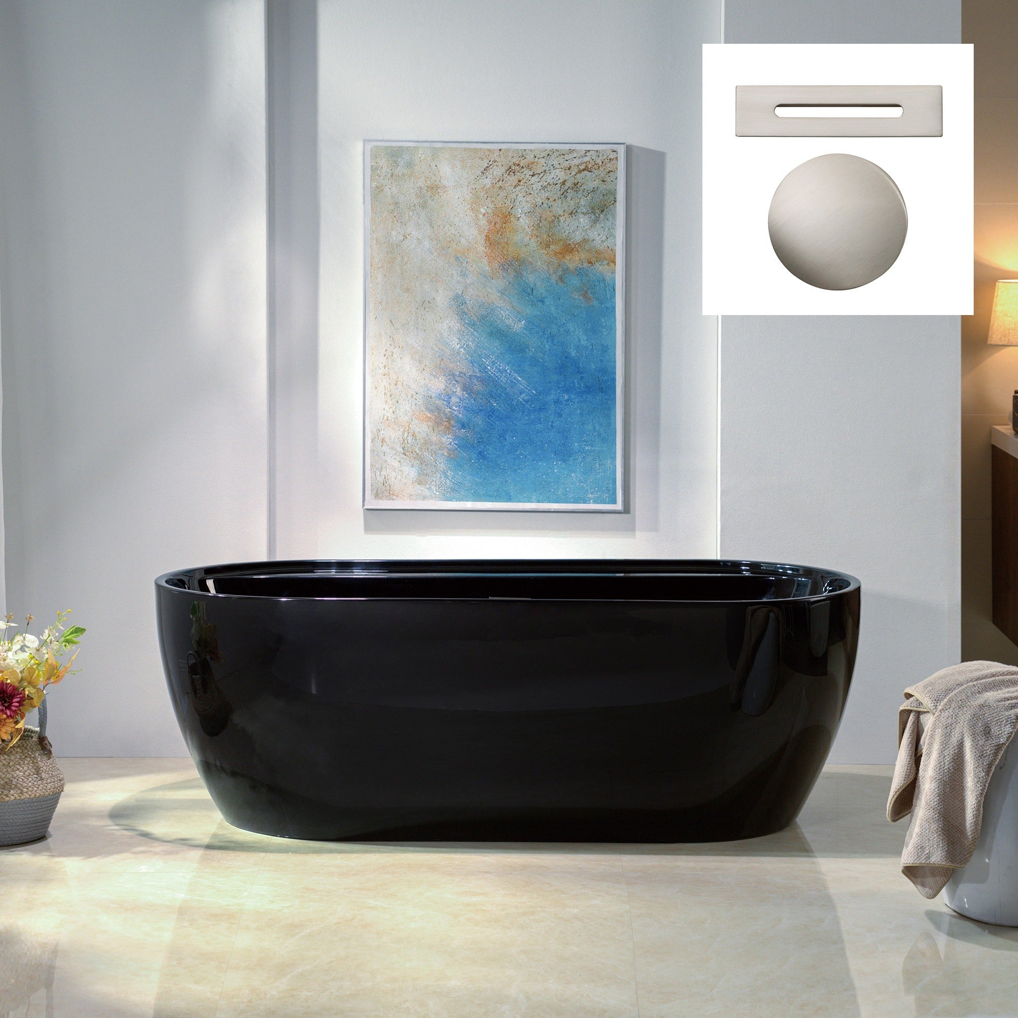WOODBRIDGE 67" L x 31-1/2" W Freestanding Contemporary Acrylic Soaking Bathtub with Drain & Overflow – B8863 Series