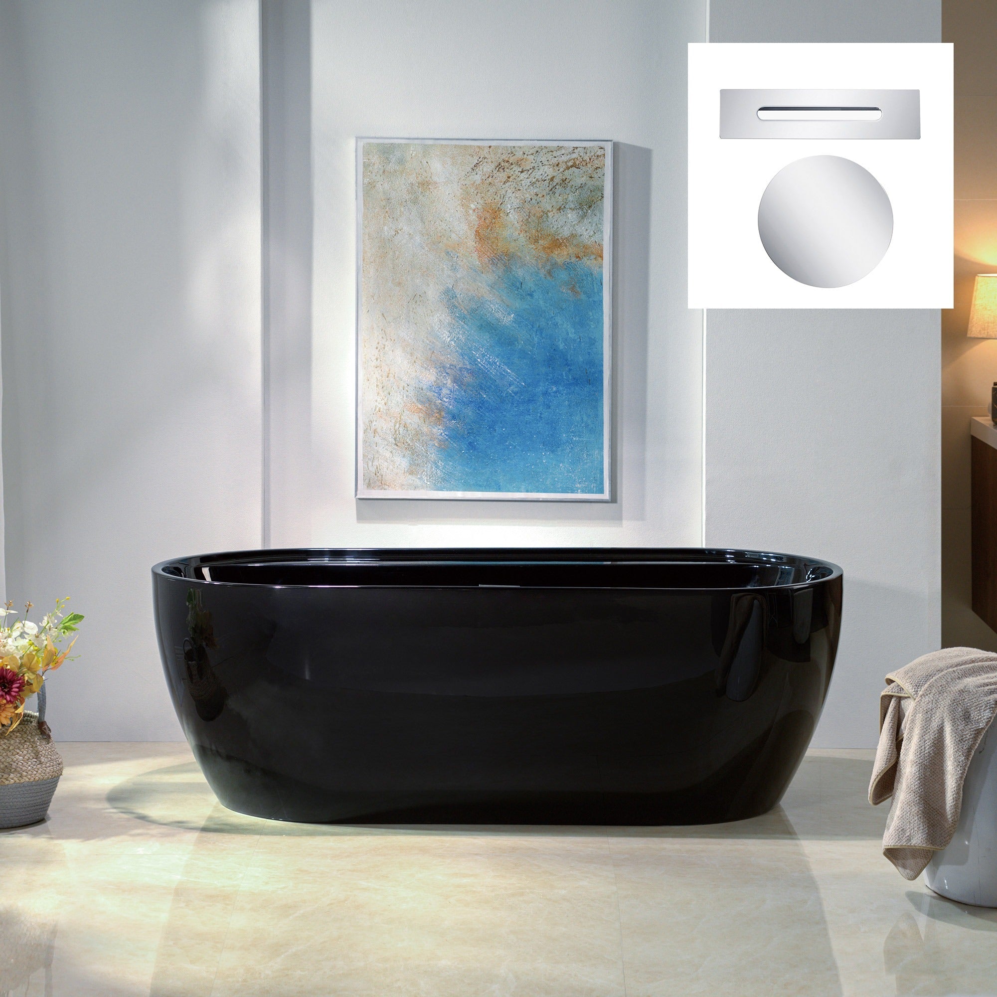 WOODBRIDGE 67" L x 31-1/2" W Freestanding Contemporary Acrylic Soaking Bathtub with Drain & Overflow – B8863 Series