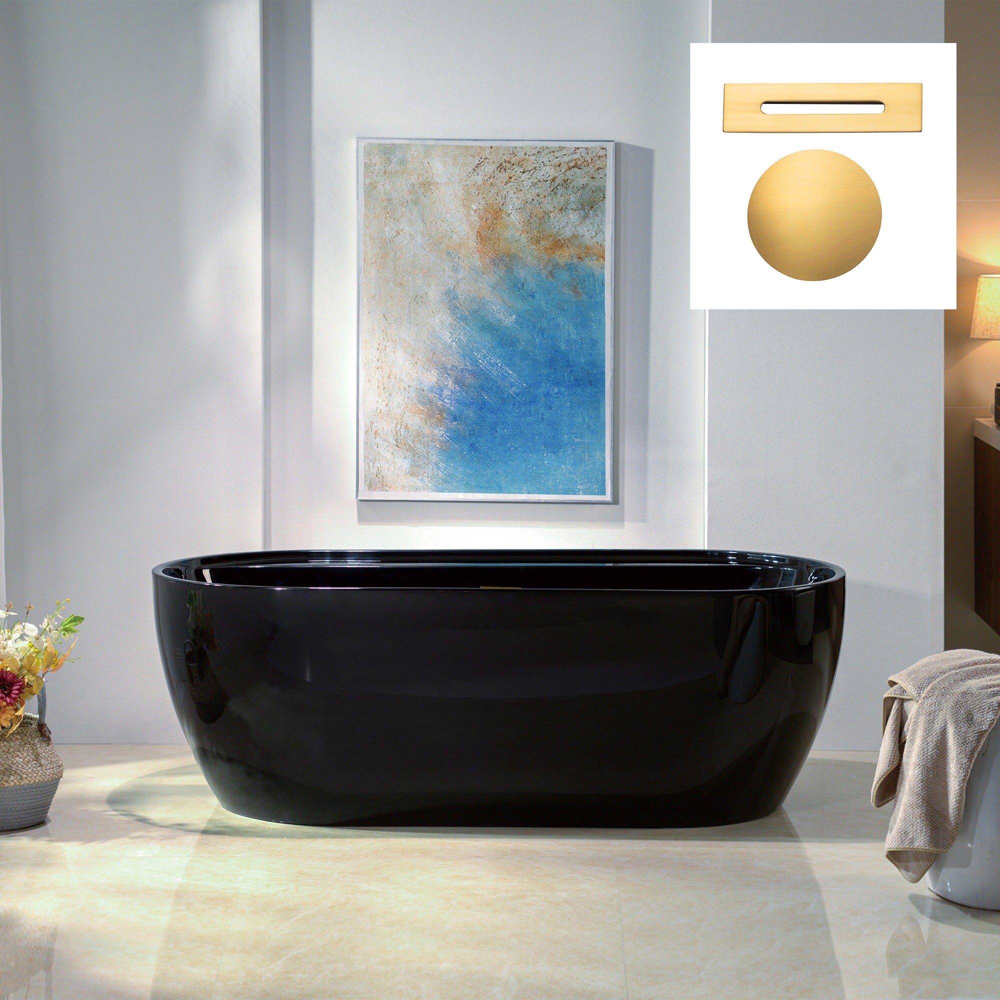 WOODBRIDGE 67" L x 31-1/2" W Freestanding Contemporary Acrylic Soaking Bathtub with Drain & Overflow – B8863 Series