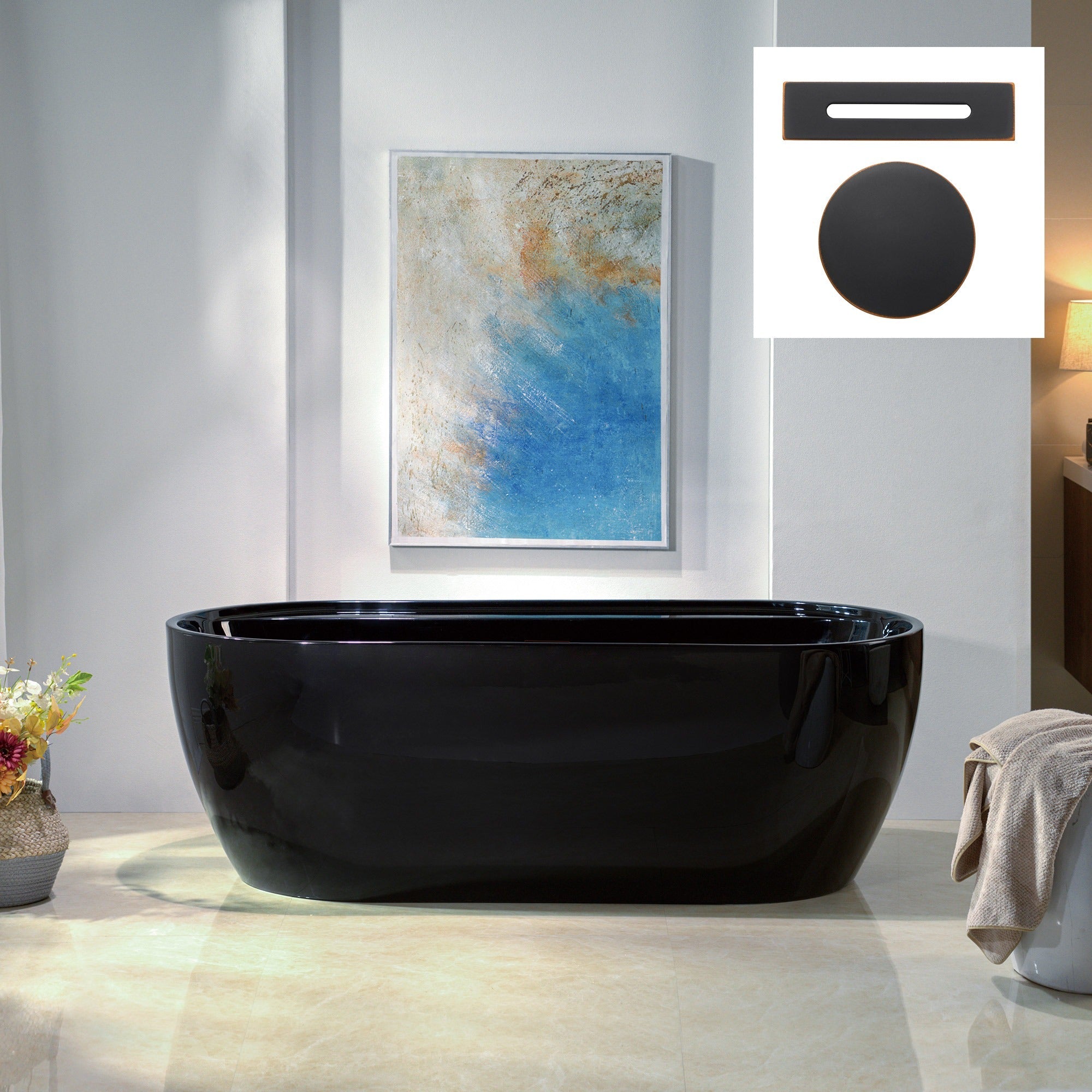 WOODBRIDGE 67" L x 31-1/2" W Freestanding Contemporary Acrylic Soaking Bathtub with Drain & Overflow – B8863 Series