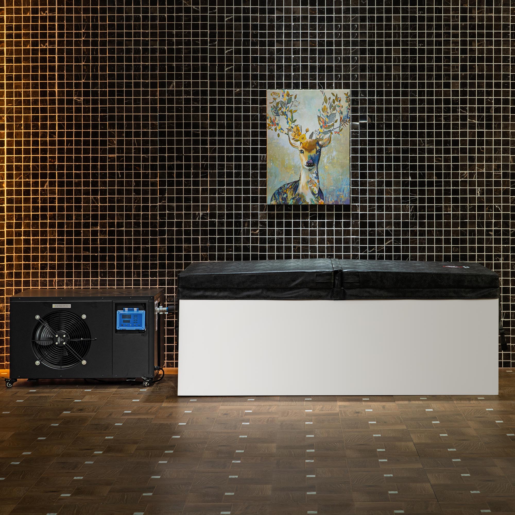 WOODBRIDGE 67" L x 31-1/2" W Freestanding Acrylic Cold Plunge Ice Tub with Chiller and Heater, Ozone sanitation, Filter circulation system, Insulated tub cover