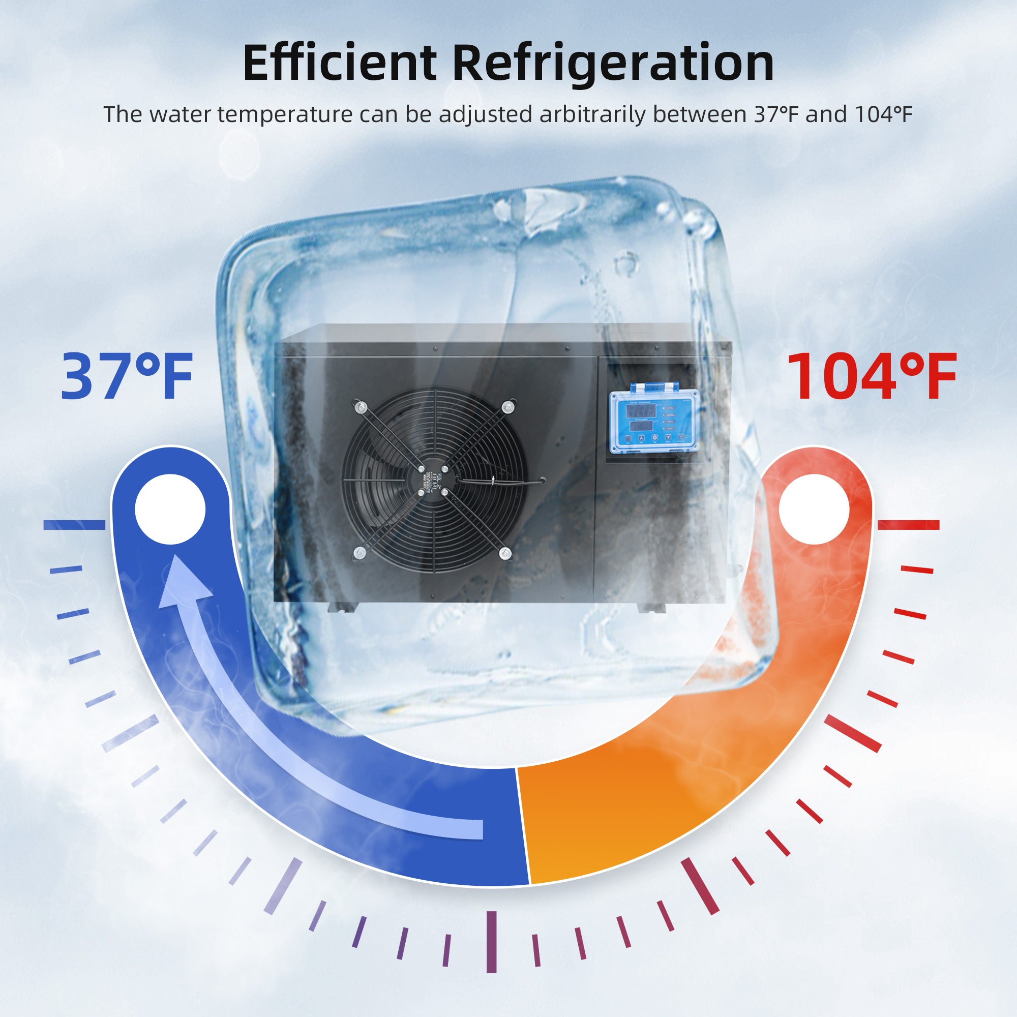 WOODBRIDGE 67" L x 31-1/2" W Freestanding Acrylic Cold Plunge Ice Tub with Chiller and Heater, Ozone sanitation, Filter circulation system, Insulated tub cover