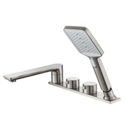 WOODBRIDGE F004 Series Widespread Deck Mount Roman Tub Faucet with Hand Shower, Two-Handle 4-Hole