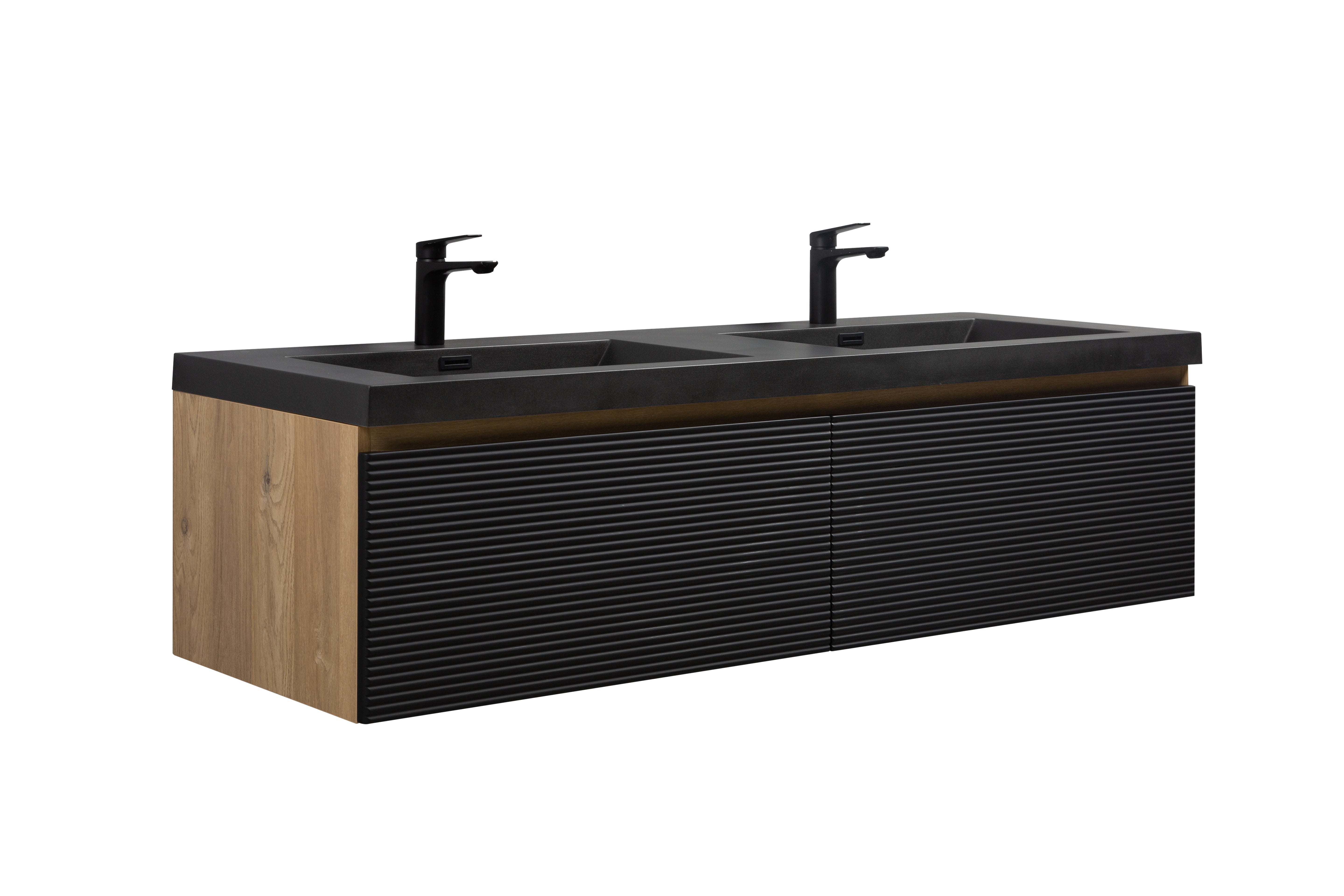 WOODBRIDGE 29-1/2 in. W x 19-5/8 in. D Wall Mounted Floating Multi-layer Engineering Wood Bathroom Vanity with Premium Black Sintered Stone Vanity Top
