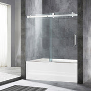 WOODBRIDGE Frameless Single Sliding Shower Doors 56-60" Width x 62" Height with 5/16"(8mm) Clear Tempered Glass and Explosion-Proof Film, MSDF6062