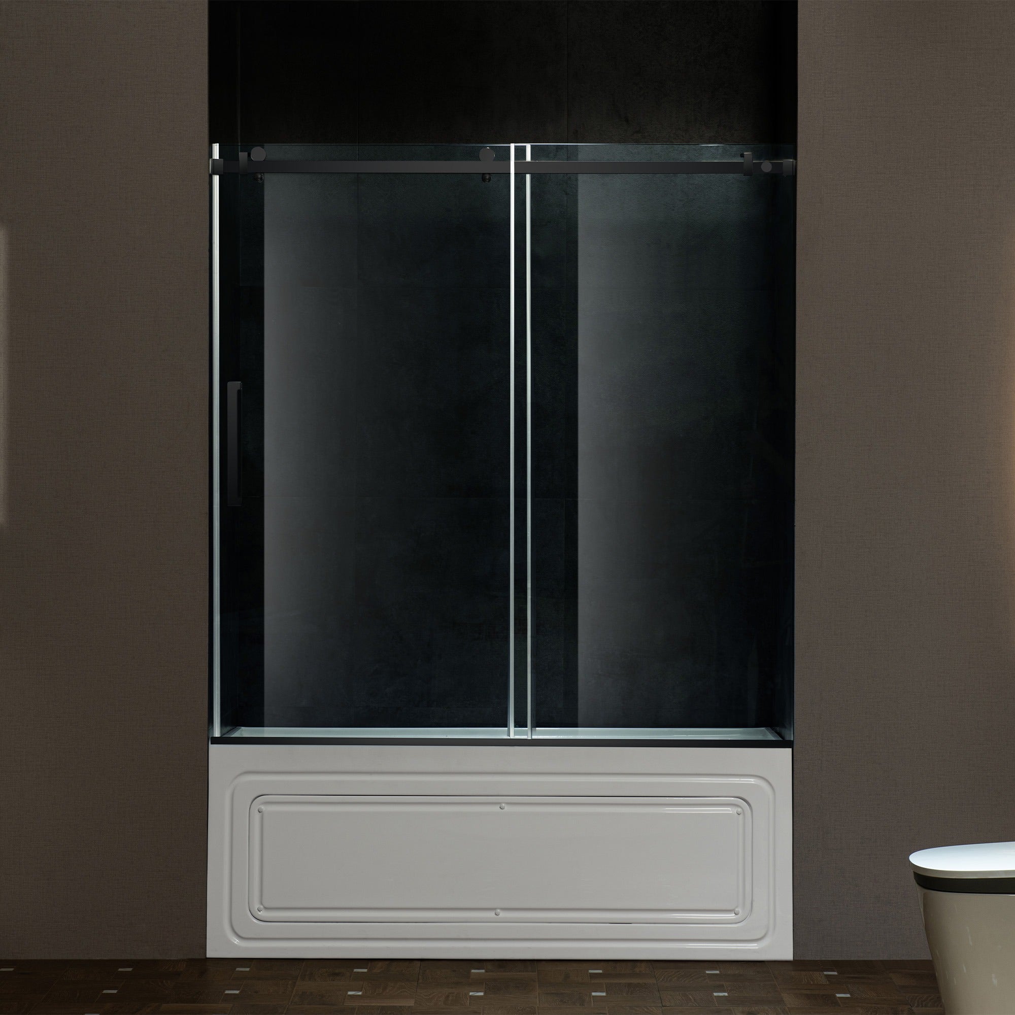 WOODBRIDGE Frameless Single Sliding Shower Doors 56-60" Width x 62" Height with 5/16"(8mm) Clear Tempered Glass and Explosion-Proof Film, MSDF6062