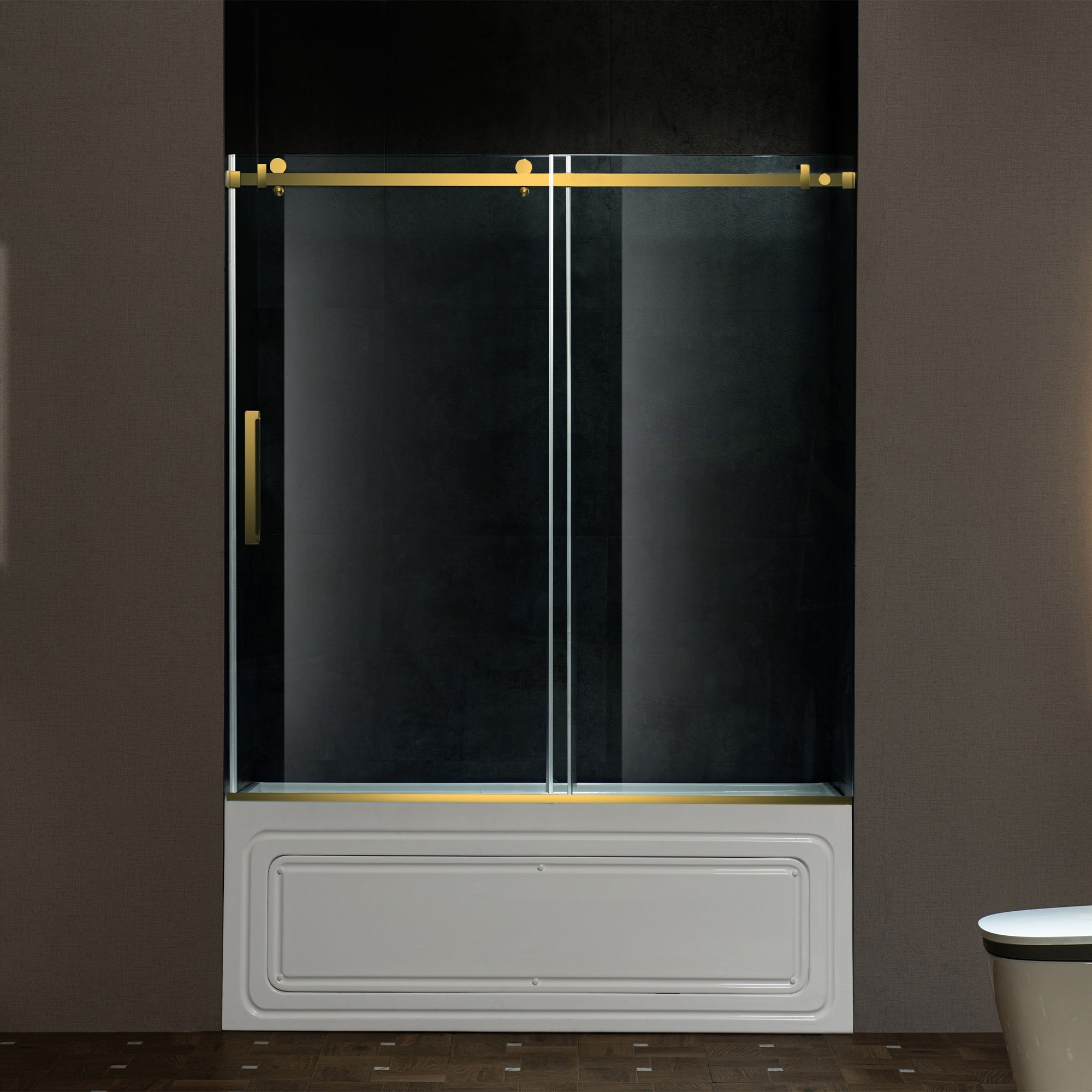 WOODBRIDGE Frameless Single Sliding Shower Doors 56-60" Width x 62" Height with 5/16"(8mm) Clear Tempered Glass and Explosion-Proof Film, MSDF6062
