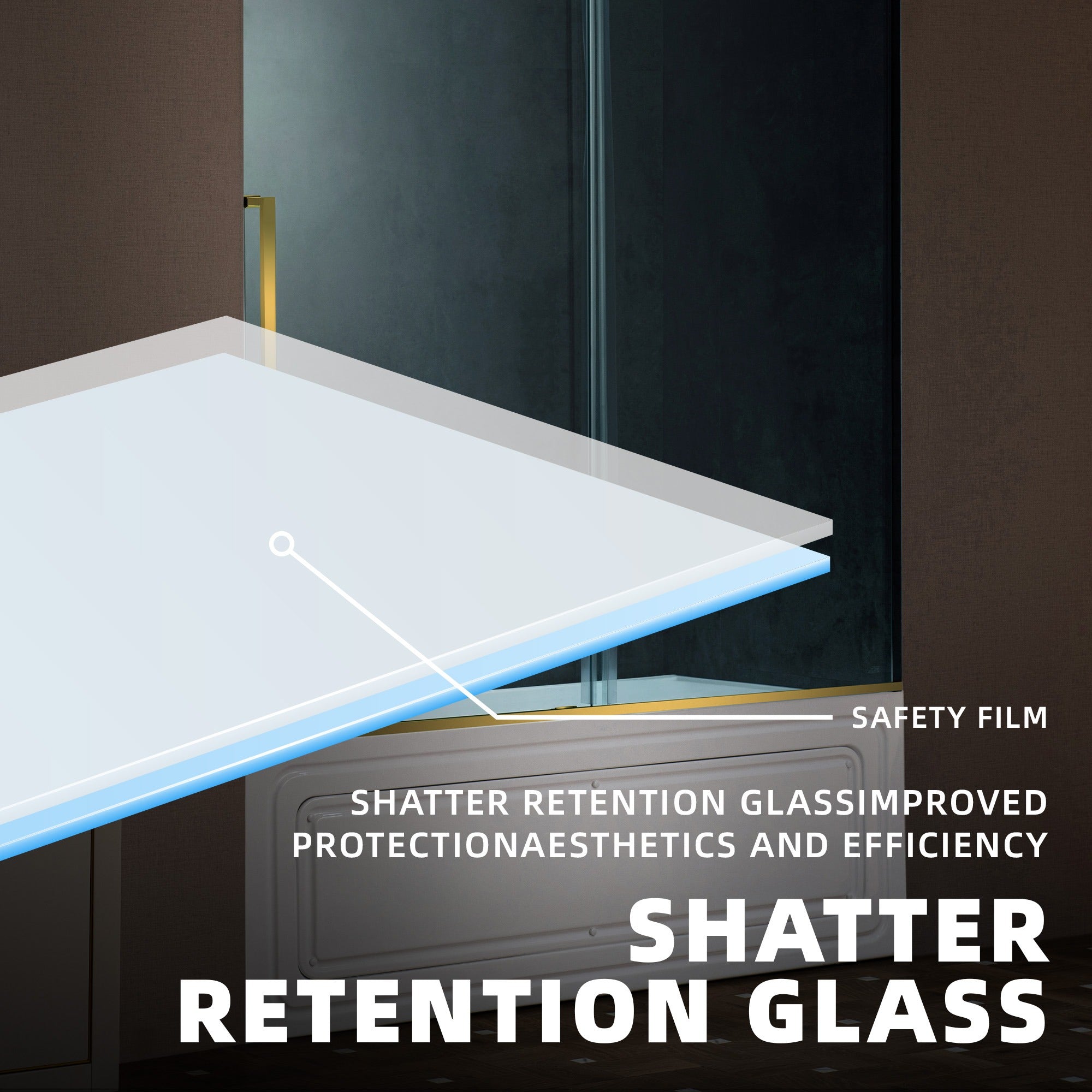 WOODBRIDGE Frameless Single Sliding Shower Doors 56-60" Width x 62" Height with 5/16"(8mm) Clear Tempered Glass and Explosion-Proof Film, MSDF6062