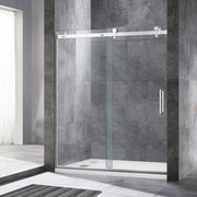 WOODBRIDGE Frameless Single Sliding Shower Doors 56-60" Width x 76" Height with 5/16"(8mm) Clear Tempered Glass and Explosion-Proof Film, MSDF6076