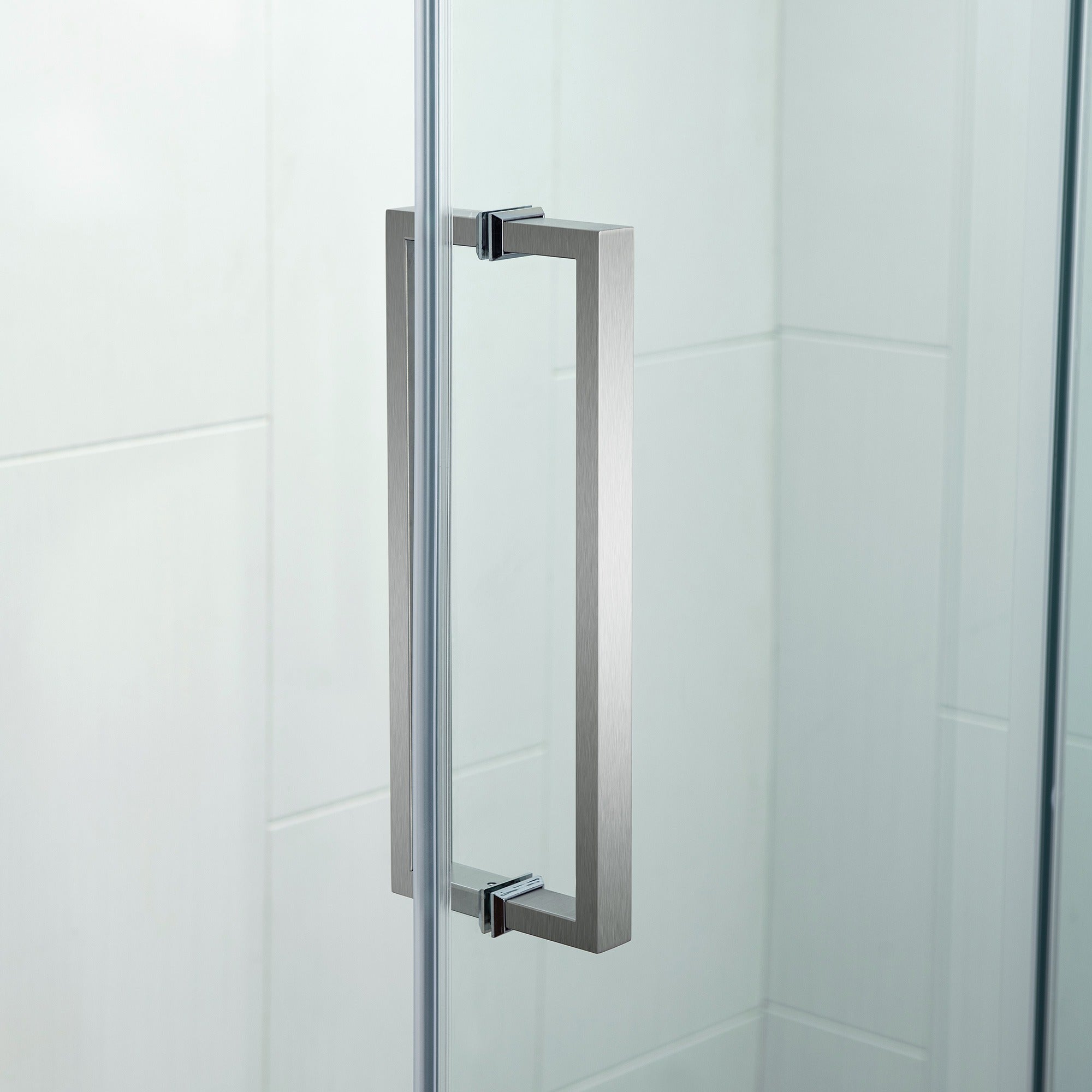 WOODBRIDGE Frameless Single Sliding Shower Doors 56-60" Width x 76" Height with 5/16"(8mm) Clear Tempered Glass and Explosion-Proof Film, MSDF6076