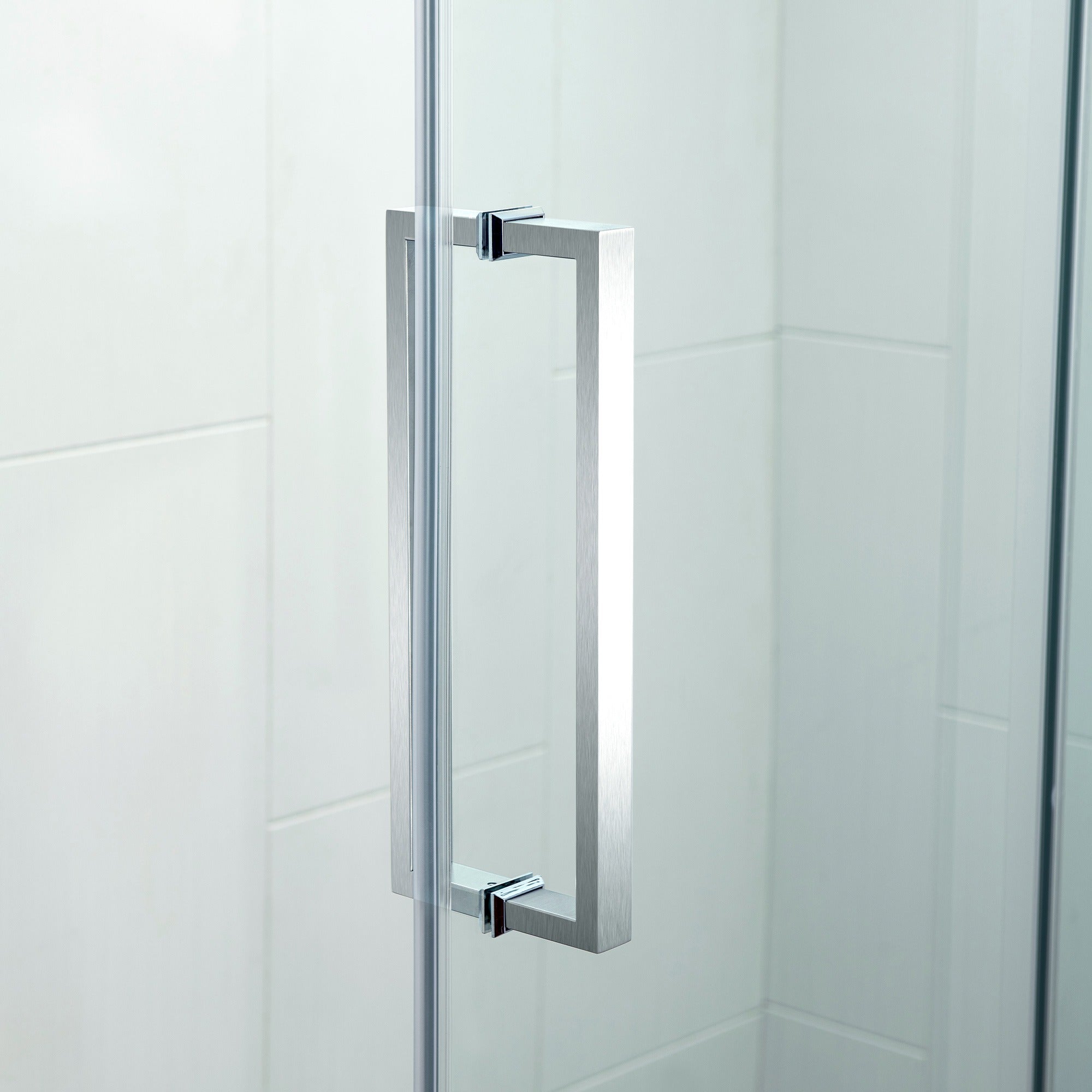 WOODBRIDGE Frameless Single Sliding Shower Doors 56-60" Width x 76" Height with 5/16"(8mm) Clear Tempered Glass and Explosion-Proof Film, MSDF6076