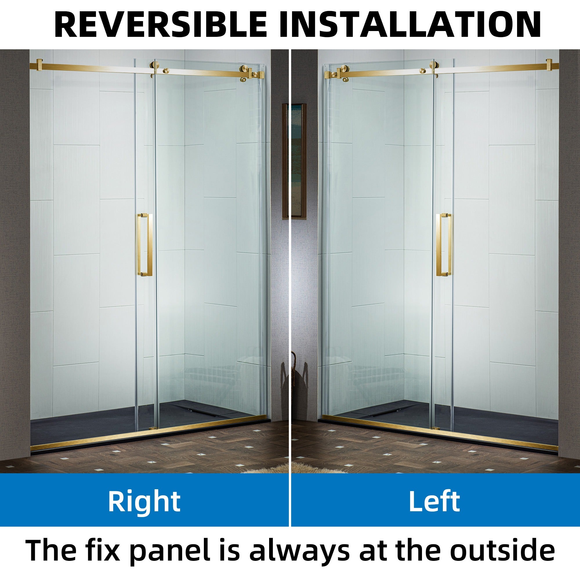 WOODBRIDGE Frameless Single Sliding Shower Doors 56-60" Width x 76" Height with 5/16"(8mm) Clear Tempered Glass and Explosion-Proof Film, MSDF6076