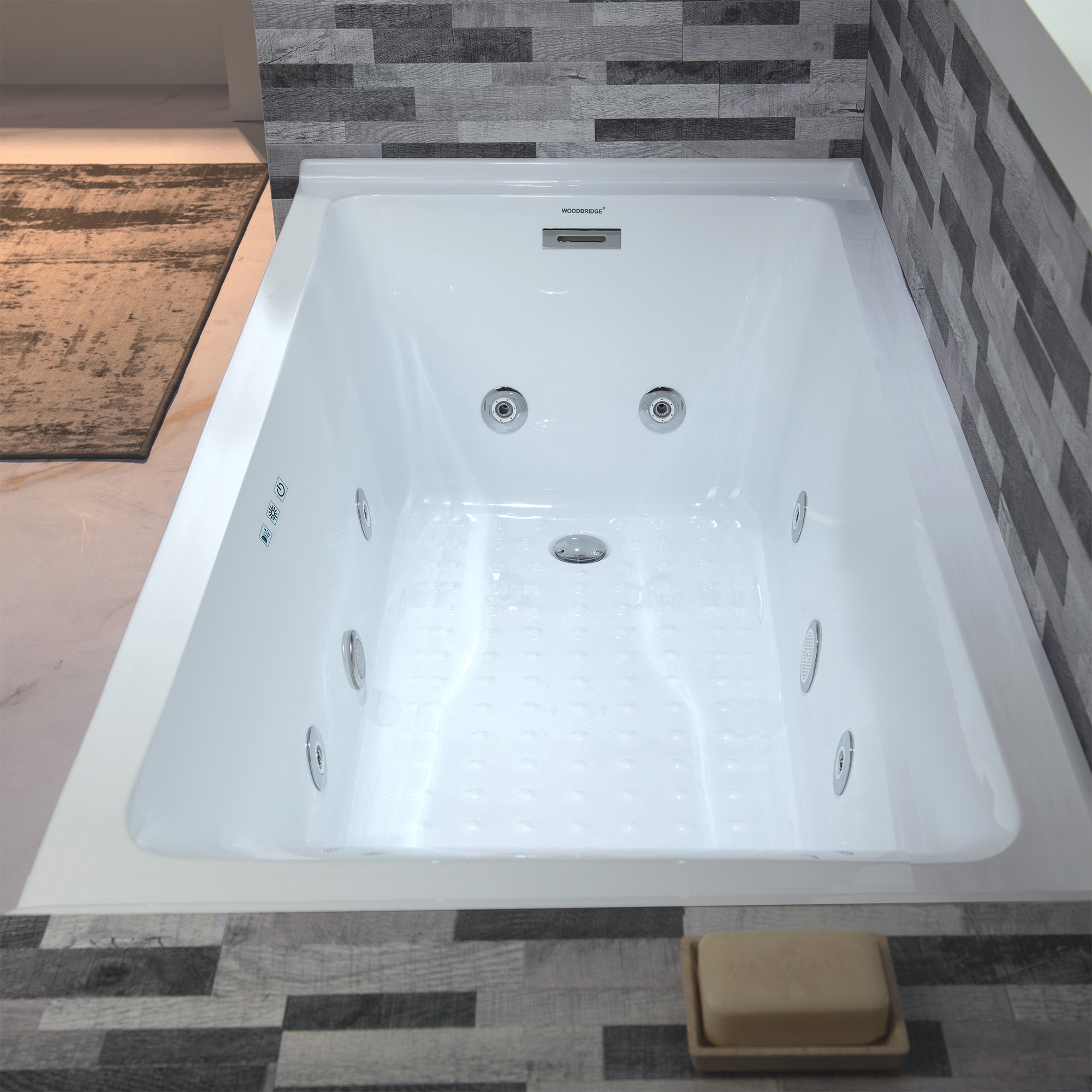 WOODBRIDGE 60" x 30" Alcove Acrylic Rectangular Whirlpool Heated Jetted Tub – Left Drain, White, BS428 Series