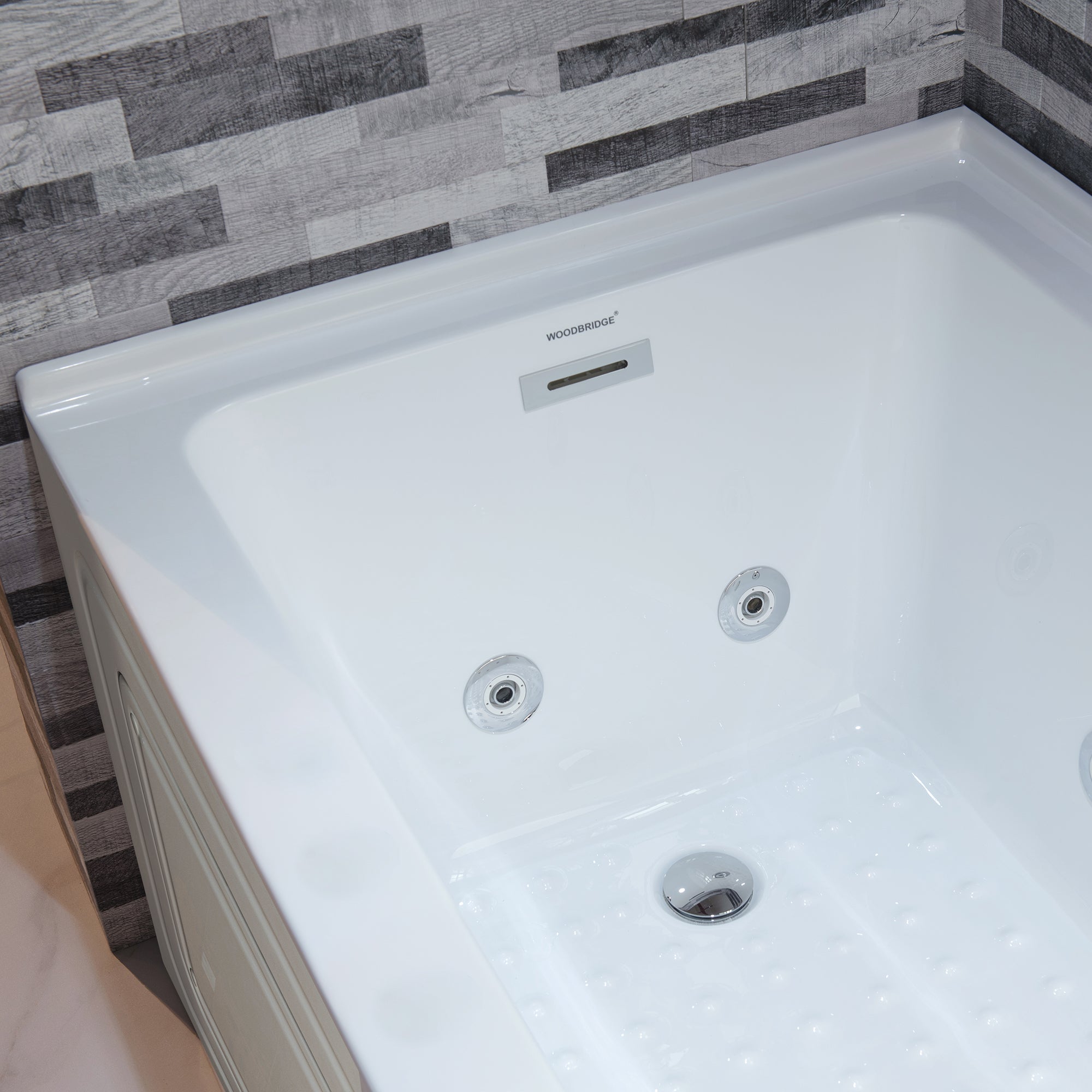 WOODBRIDGE 60" x 30" Alcove Acrylic Rectangular Whirlpool Heated Jetted Tub – Left Drain, White, BS428 Series