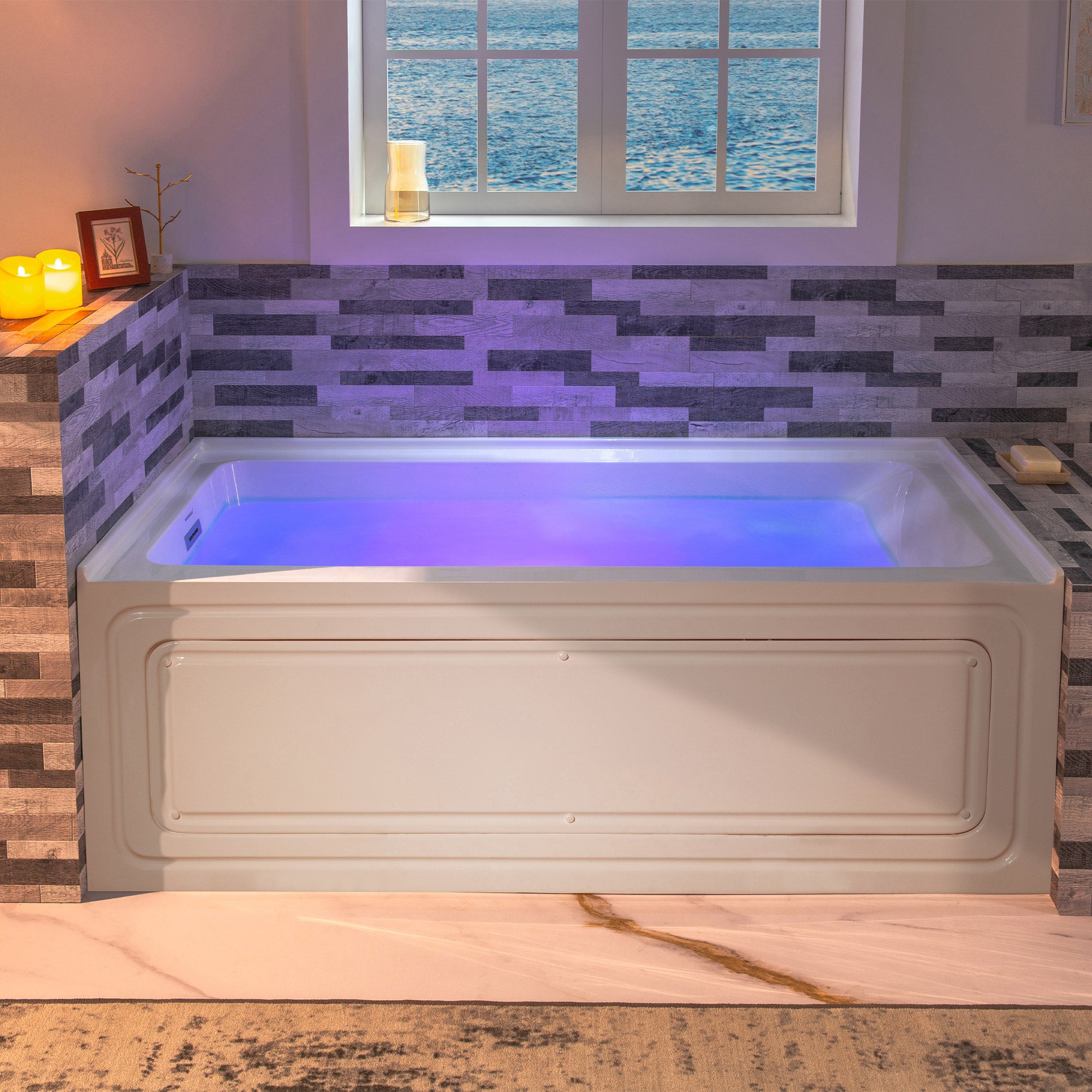 WOODBRIDGE 60" x 30" Alcove Acrylic Rectangular Whirlpool Heated Jetted Tub – Left Drain, White, BS428 Series