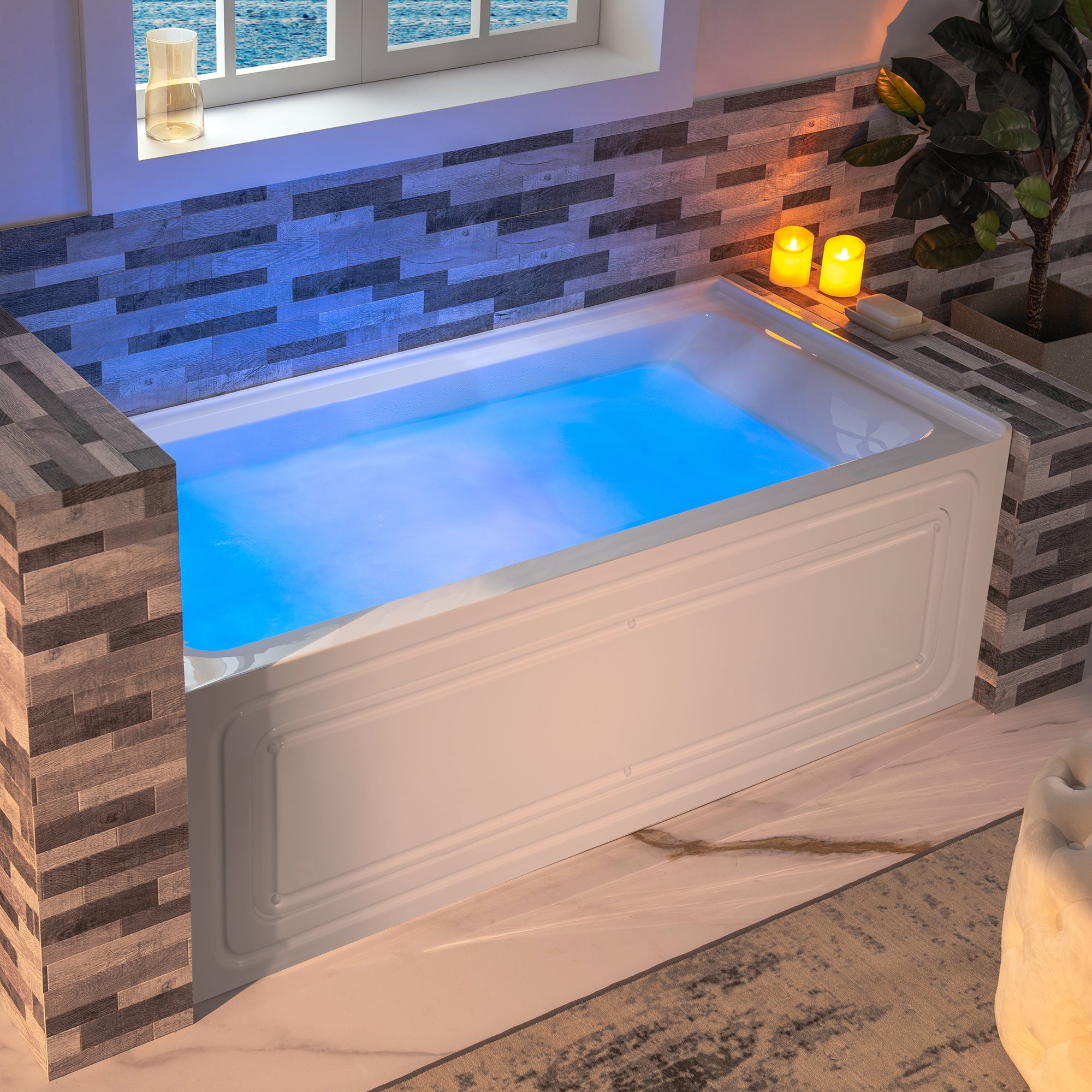 WOODBRIDGE 60" x 30" Alcove Acrylic Rectangular Whirlpool Heated Jetted Tub – Left Drain, White, BS428 Series