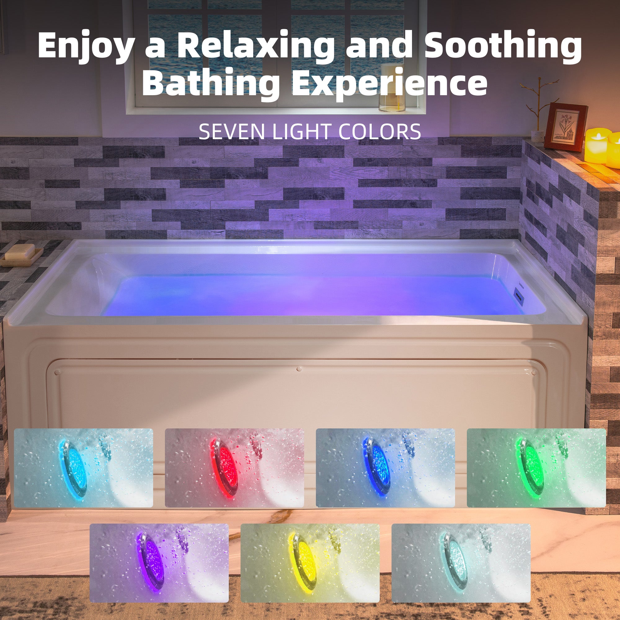 WOODBRIDGE 60" x 30" Alcove Acrylic Rectangular Whirlpool Heated Jetted Tub – Right Drain, White, BS666 Series
