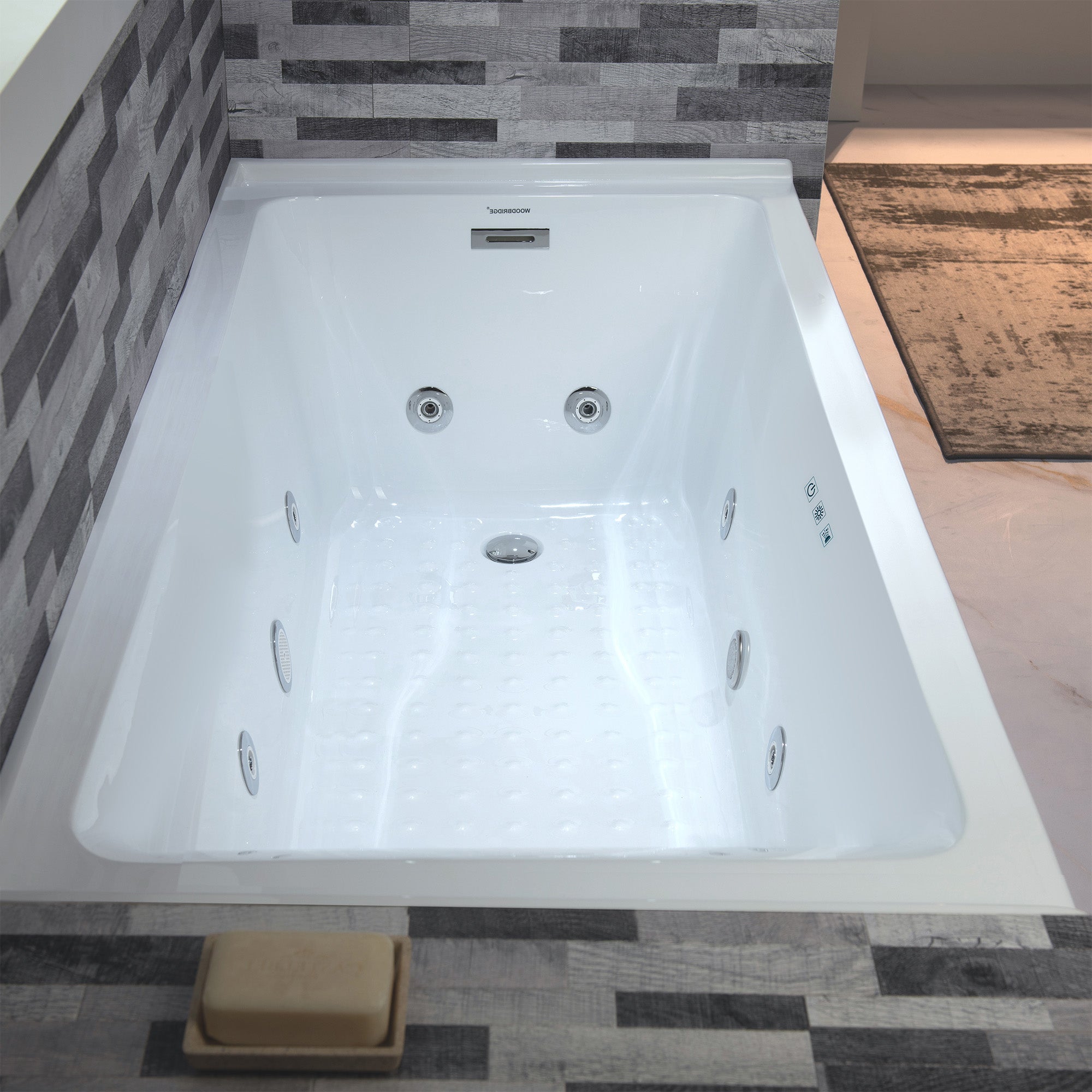 WOODBRIDGE 60" x 30" Alcove Acrylic Rectangular Whirlpool Heated Jetted Tub – Right Drain, White, BS666 Series