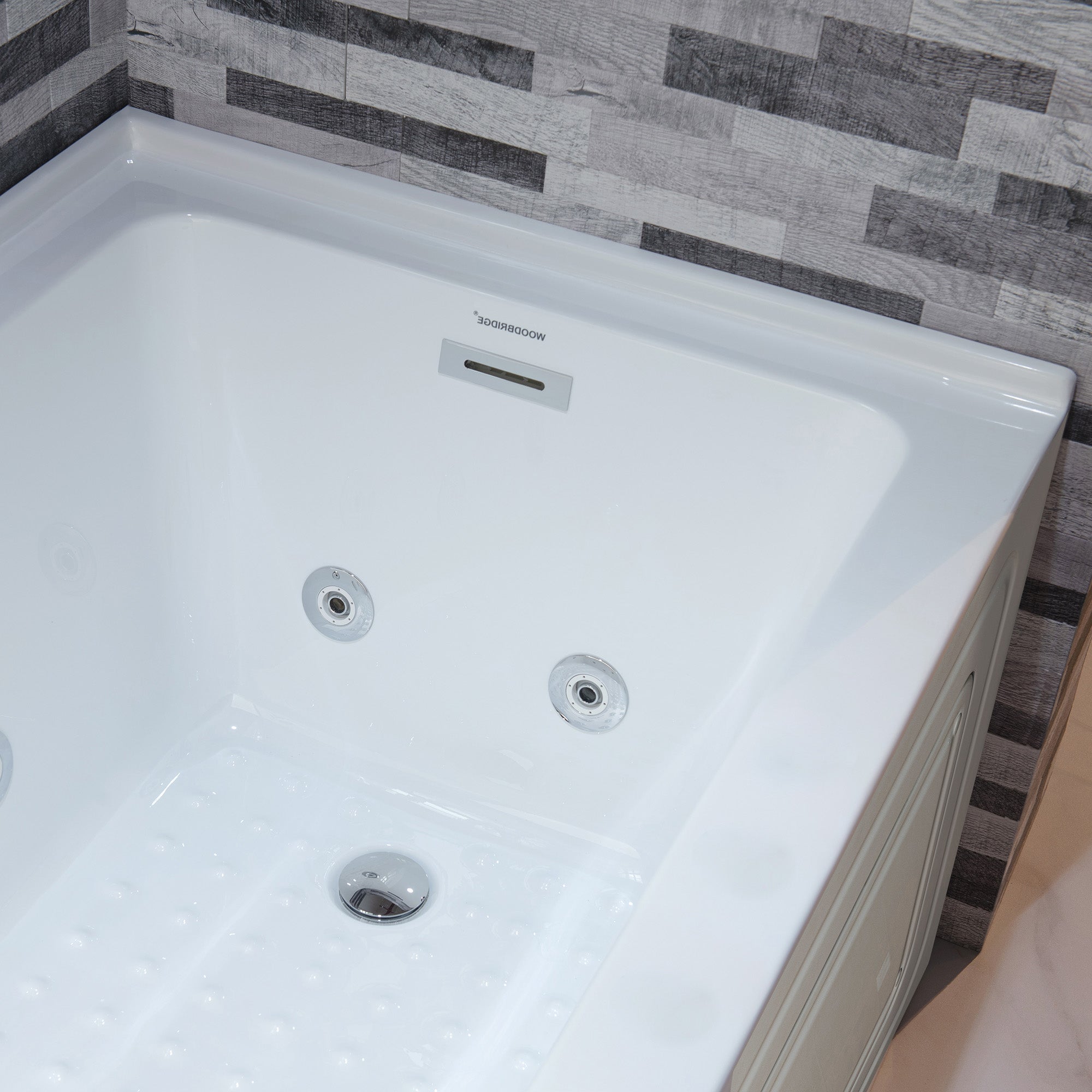 WOODBRIDGE 60" x 30" Alcove Acrylic Rectangular Whirlpool Heated Jetted Tub – Right Drain, White, BS666 Series