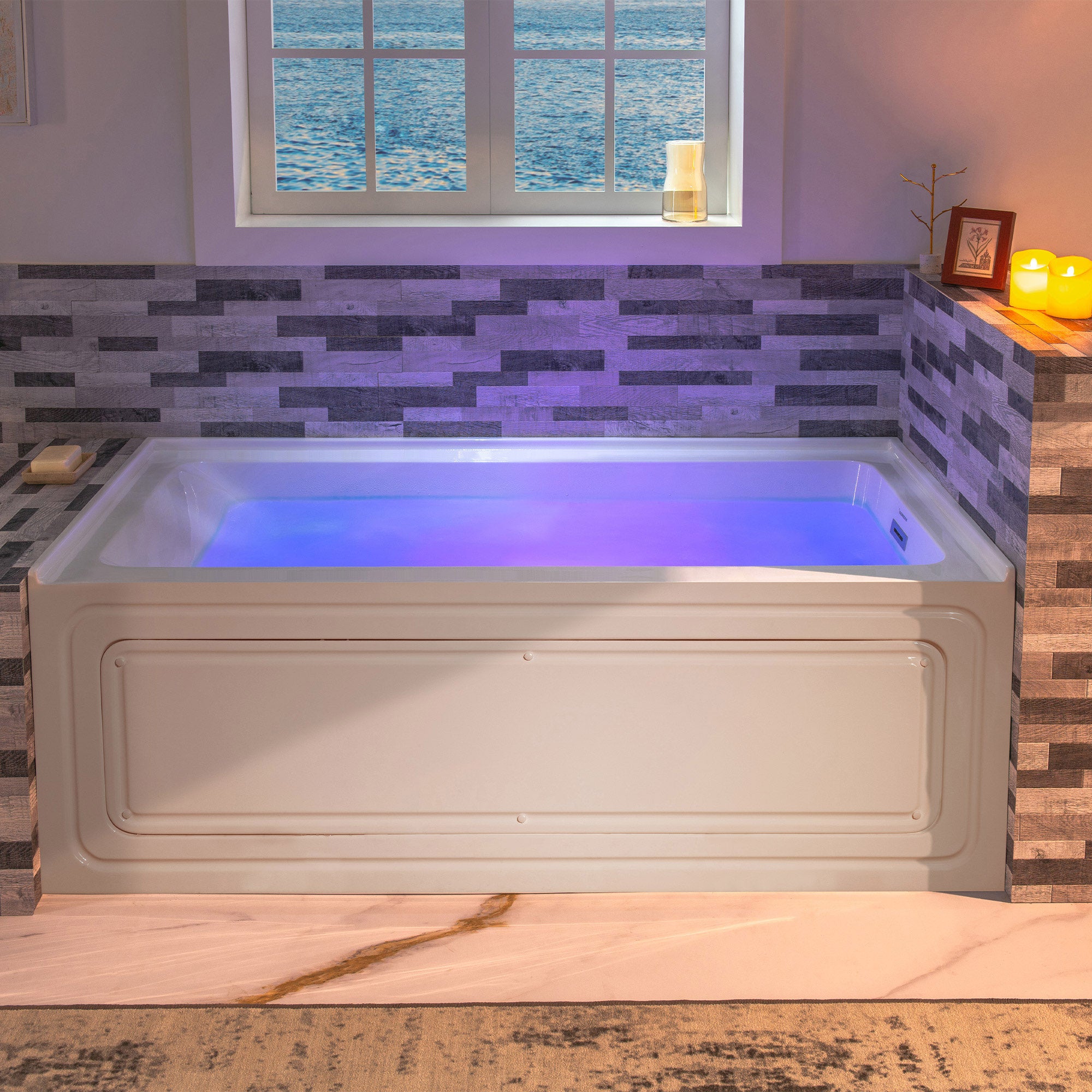 WOODBRIDGE 60" x 30" Alcove Acrylic Rectangular Whirlpool Heated Jetted Tub – Right Drain, White, BS666 Series