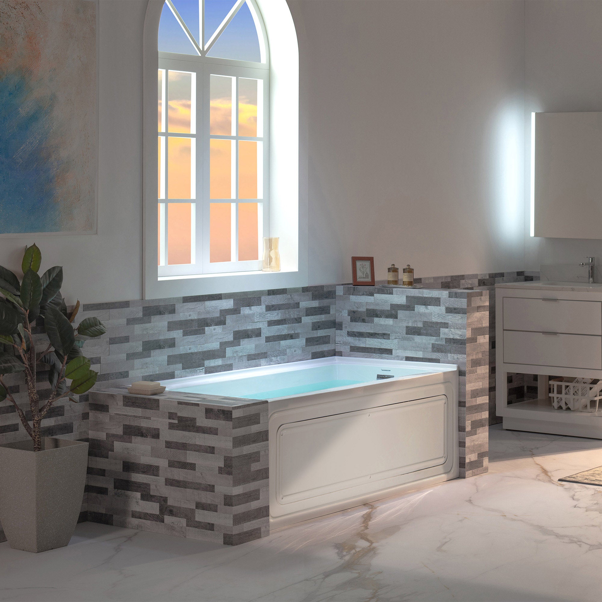 WOODBRIDGE 60" x 30" Alcove Acrylic Rectangular Whirlpool Heated Jetted Tub – Right Drain, White, BS666 Series