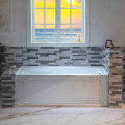 WOODBRIDGE 60" x 32" Alcove Acrylic Rectangular Whirlpool Heated Jetted Tub in White with right Drain, Matte Black Finish Trim and Drain Kit Included, BS667-R-MB02