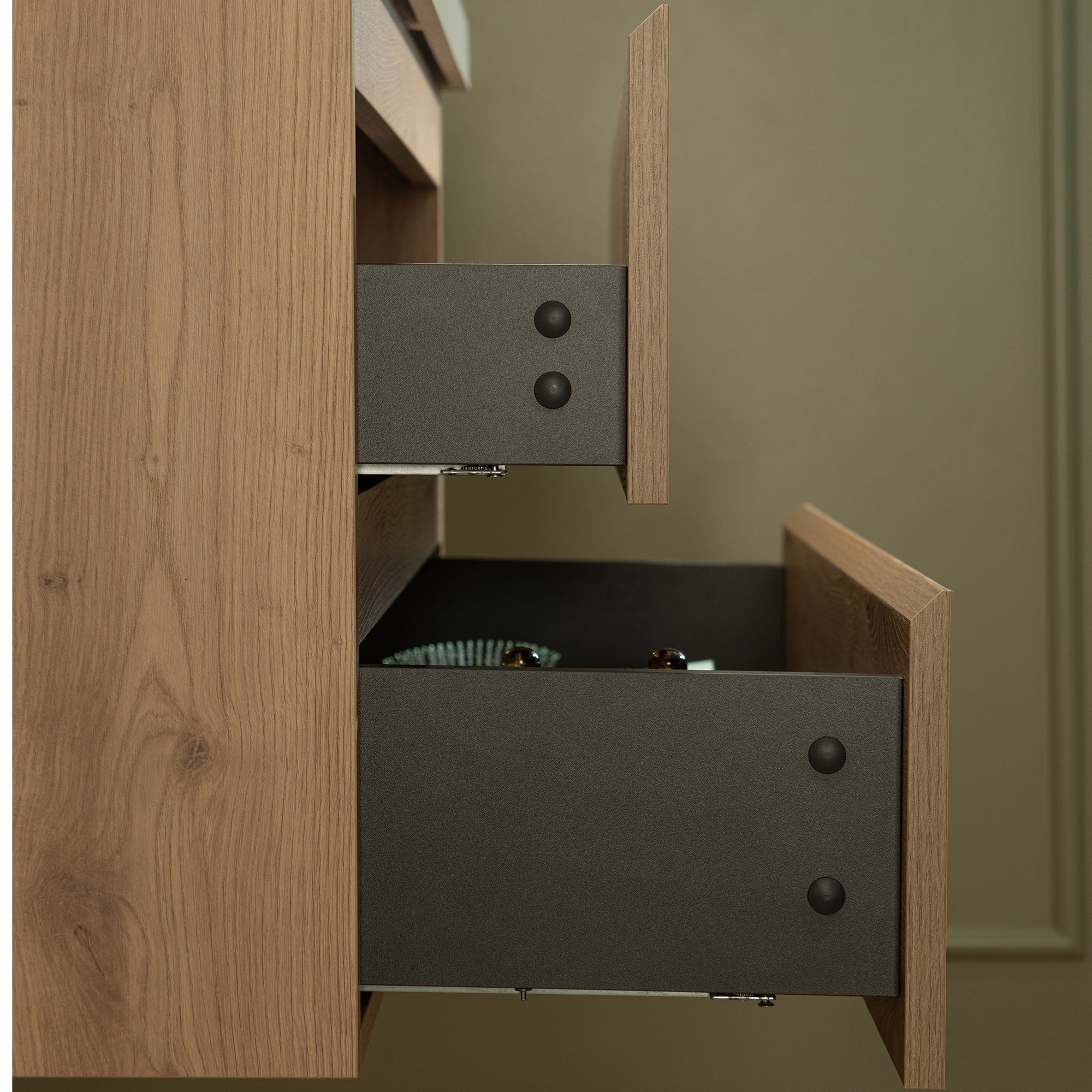WOODBRIDGE 23-5/8 in. W x 19-5/8 in. D Wall Mounted Floating Vanity in Natural Oak with Resin Composite Vanity Top in Glossy White