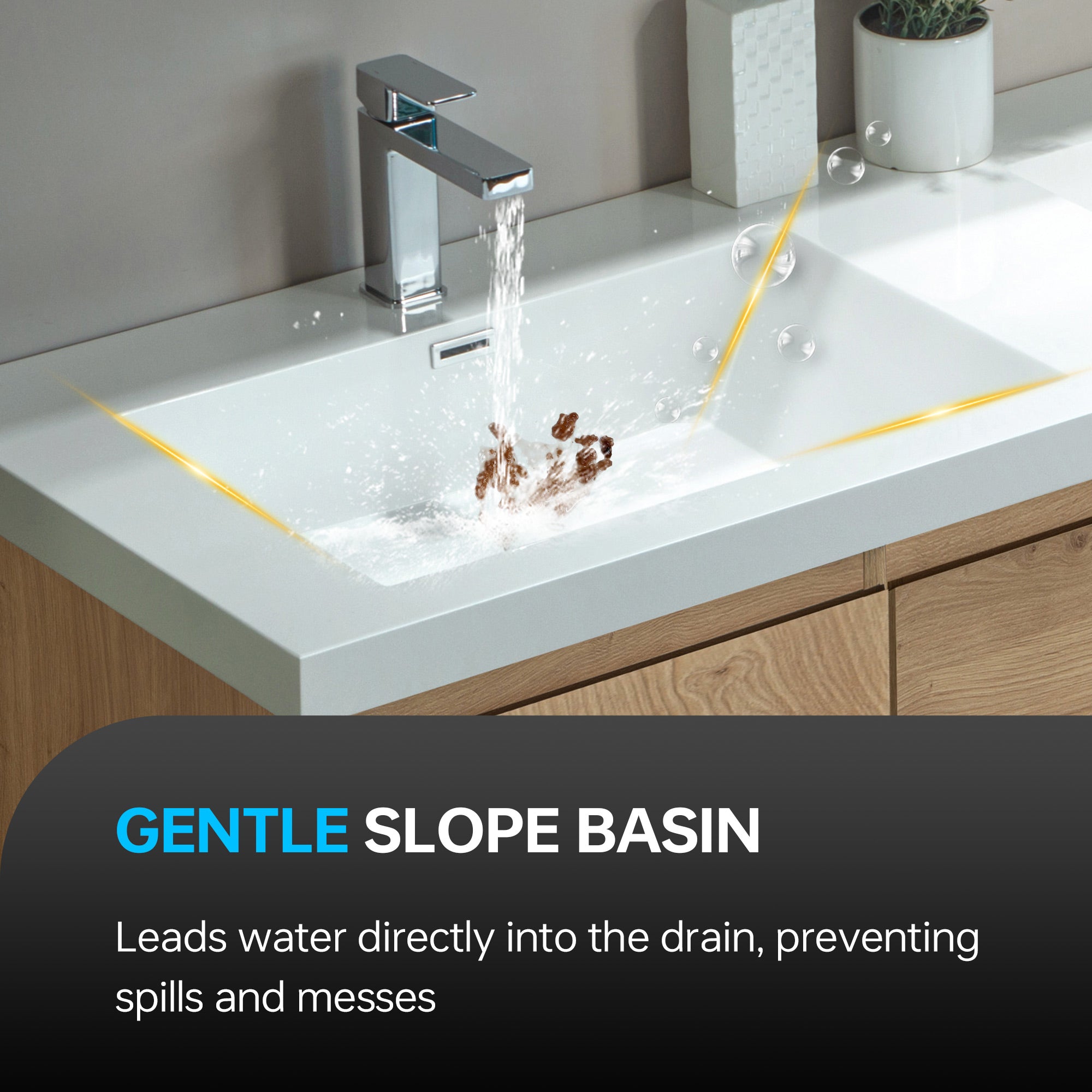 WOODBRIDGE 23-5/8 in. W x 19-5/8 in. D Wall Mounted Floating Vanity in Natural Oak with Resin Composite Vanity Top in Glossy White