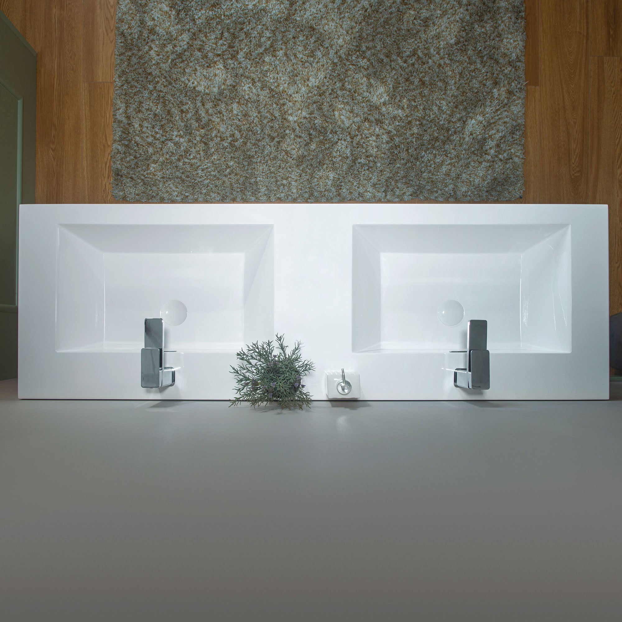 WOODBRIDGE 23-5/8 in. W x 19-5/8 in. D Wall Mounted Floating Vanity in Natural Oak with Resin Composite Vanity Top in Glossy White