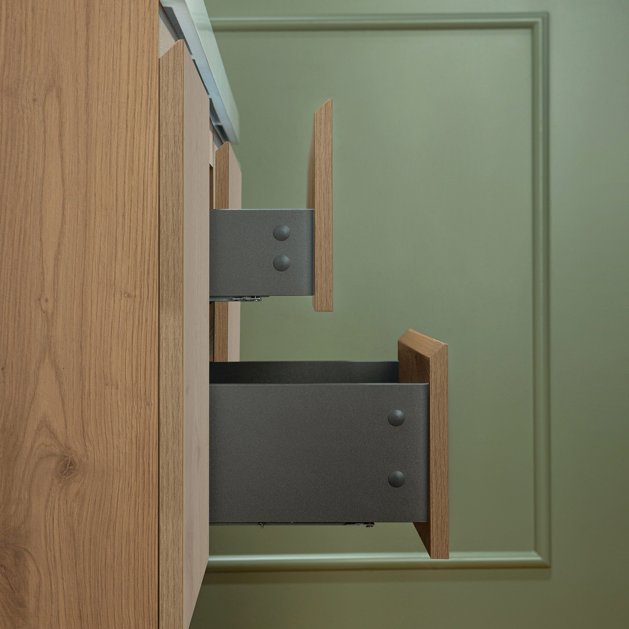 WOODBRIDGE 23-5/8 in. W x 19-5/8 in. D Wall Mounted Floating Vanity in Natural Oak with Resin Composite Vanity Top in Glossy White