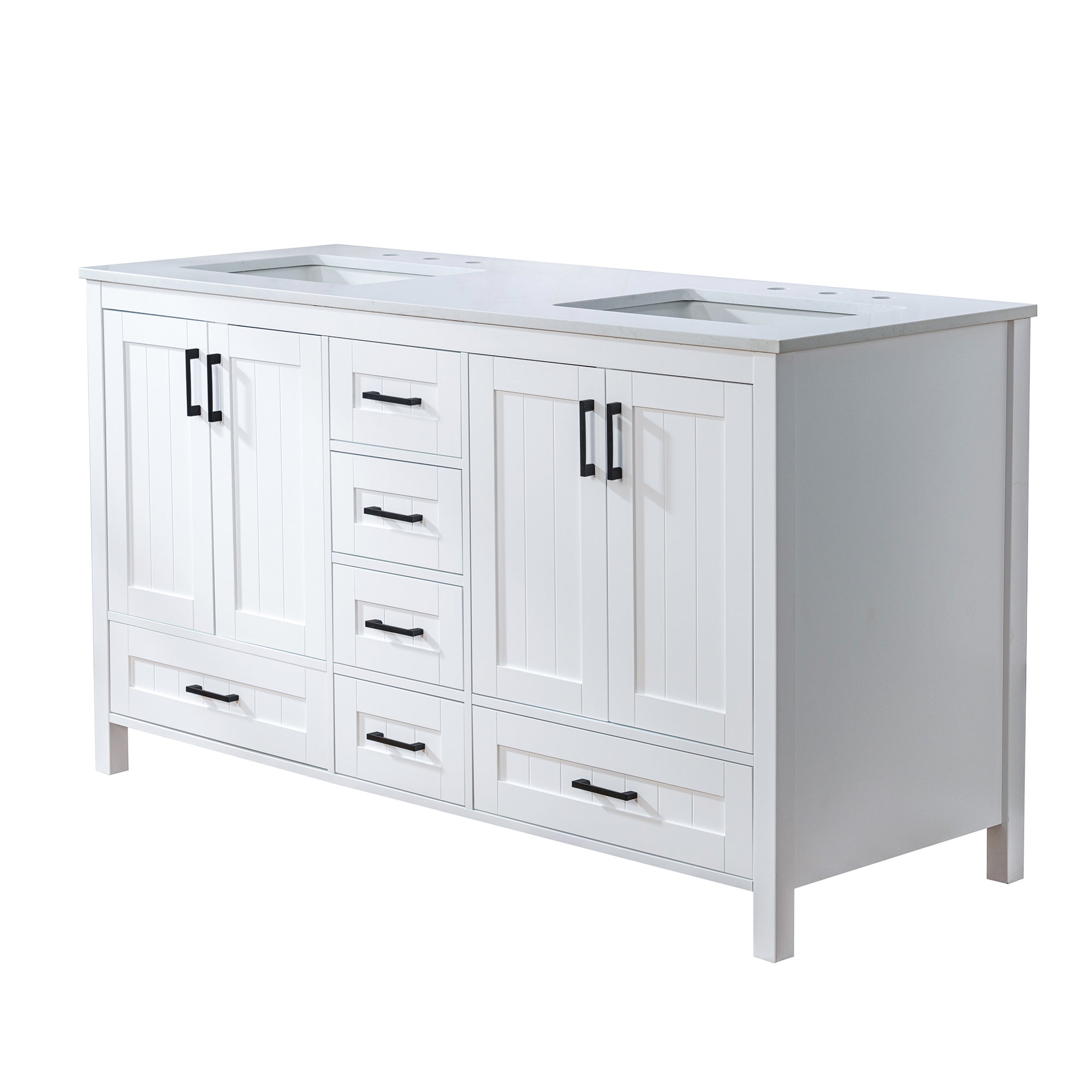 WOODBRIDGE 35-7/8" Floor Mounted Freestanding Single Basin Vanity Set with Rubberwood Cabinet and Stone Vanity Top with Pre-installed Undermount Rectangle Bathroom Sink, Pre-Drilled 3-hole for 8-inch Widespread Faucet, DOVER-36-WH