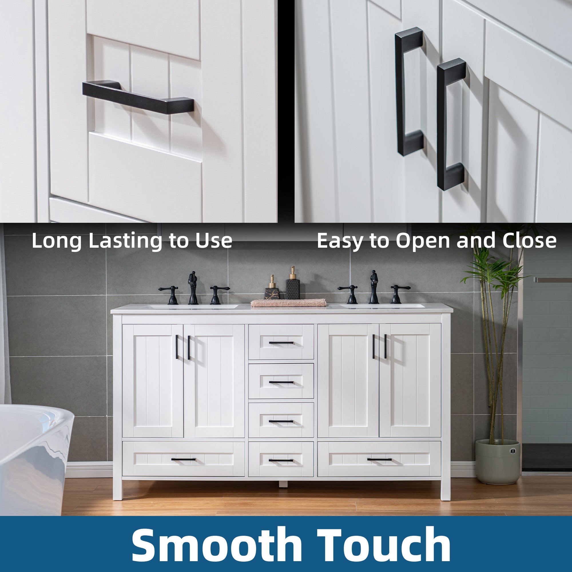 WOODBRIDGE 35-7/8" Floor Mounted Freestanding Single Basin Vanity Set with Rubberwood Cabinet and Stone Vanity Top with Pre-installed Undermount Rectangle Bathroom Sink, Pre-Drilled 3-hole for 8-inch Widespread Faucet, DOVER-36-WH