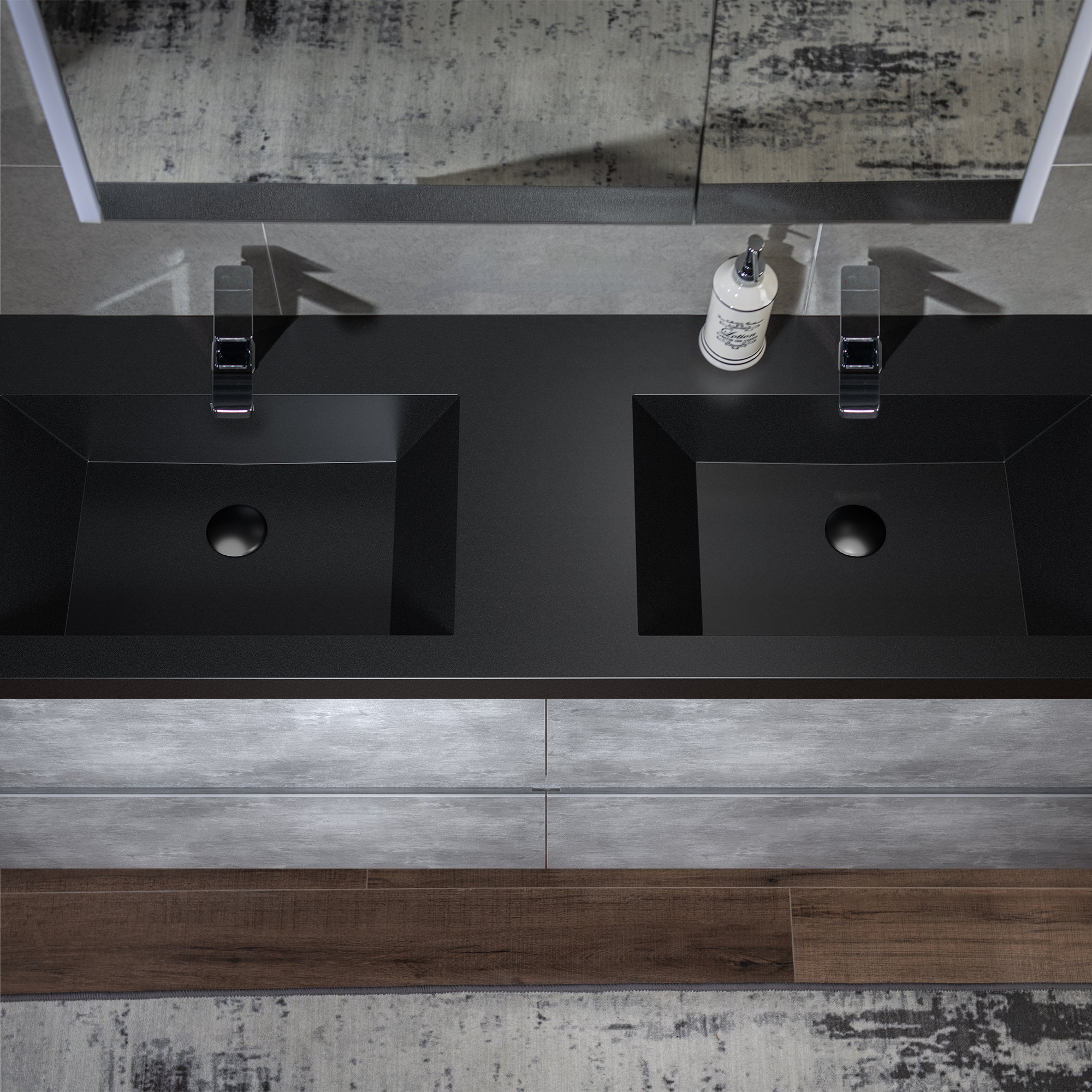 WOODBRIDGE 23-5/8 in. W x 19-5/8 in. D Wall Mounted Floating Bathroom Vanity in Gray with Quartz Sand Composite Vanity Top in Matte Black