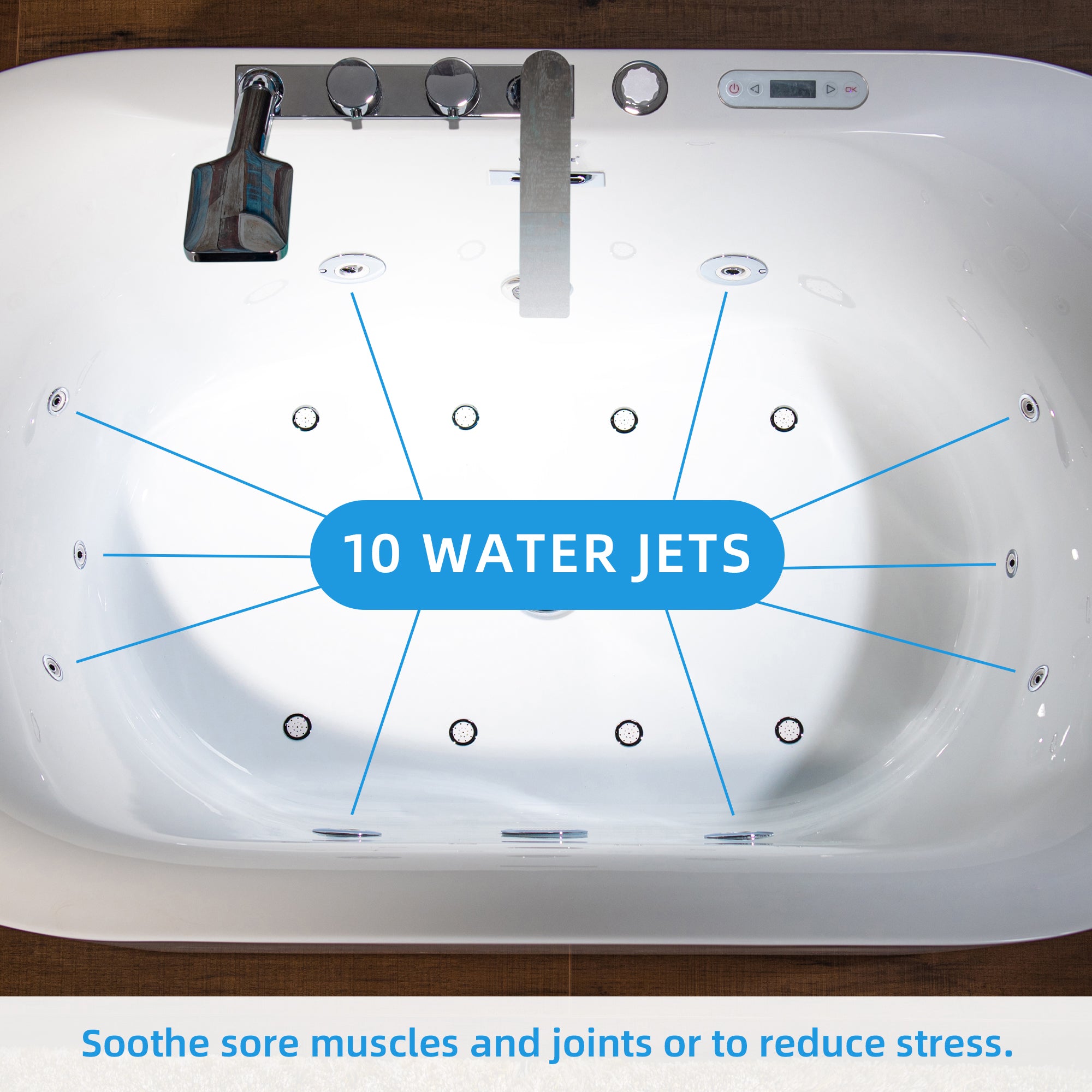 WOODBRIDGE 59" x 31-1/2" Whirlpool Water Jetted & Air Bubble Heated Freestanding Combination Bathtub with Tub Filler & LED Control – BJ100+F0041CH