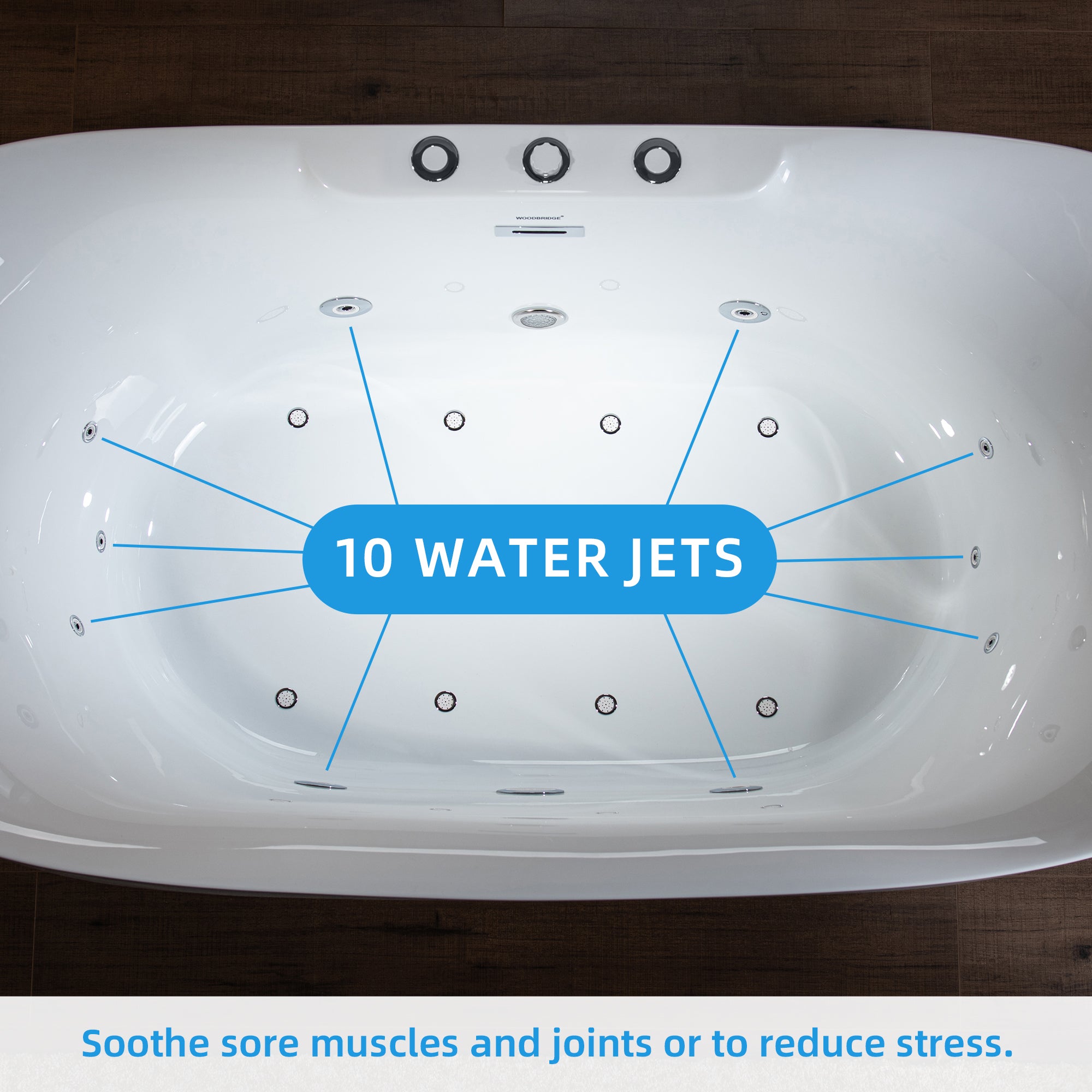 WOODBRIDGE 71" x 31-1/2" Whirlpool Water Jetted and Air Bubble Freestanding Heated Soaking Combination Bathtub
