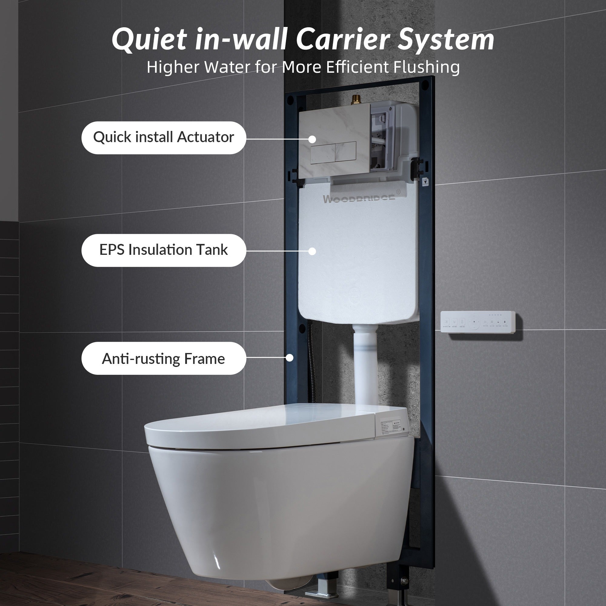 WOODBRIDGE Intelligent Wall-Hung Smart Bidet Toilet Package – LT611_SWHT611_FP611-WH