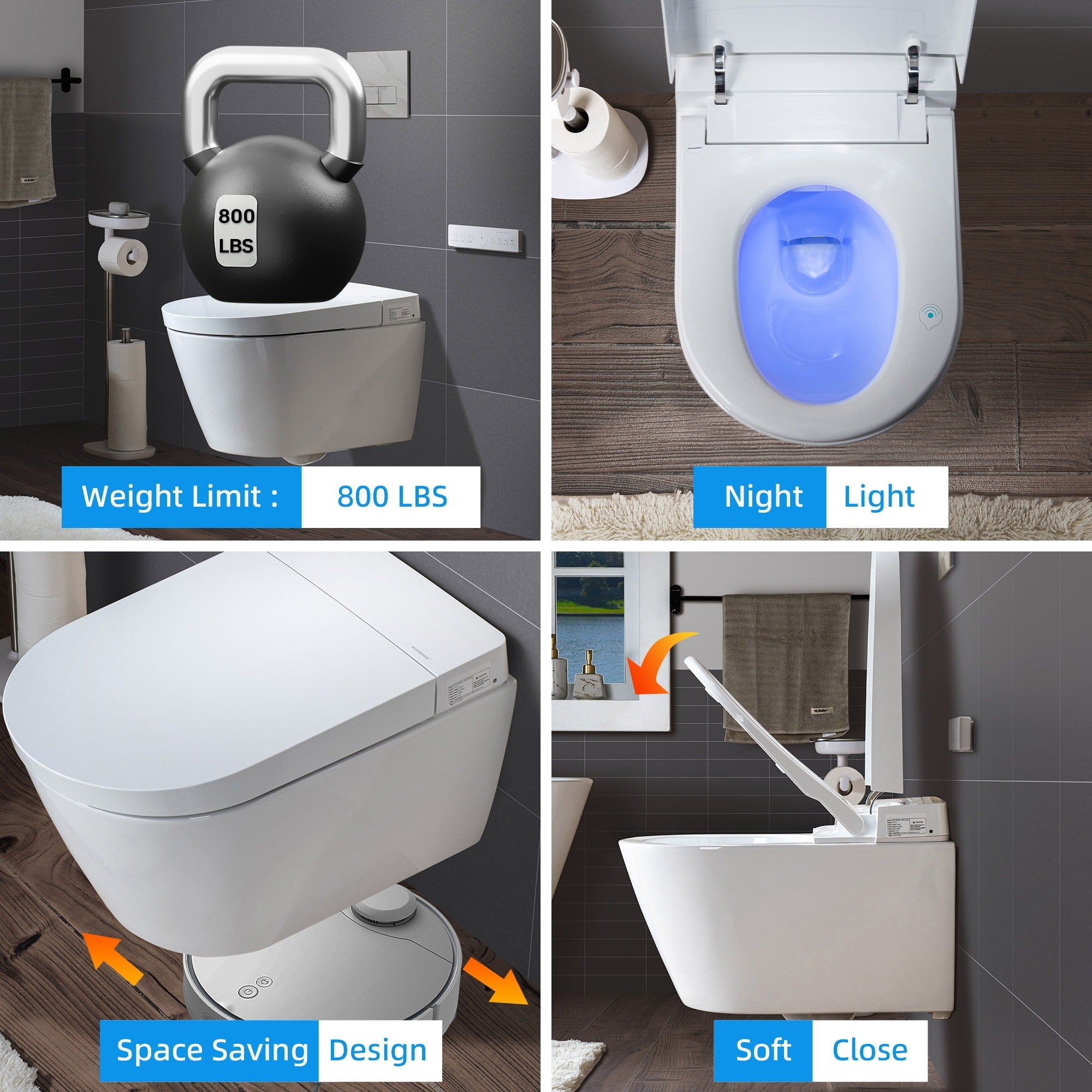 WOODBRIDGE Intelligent Wall-Hung Smart Bidet Toilet Package – LT611_SWHT611_FP611-WH