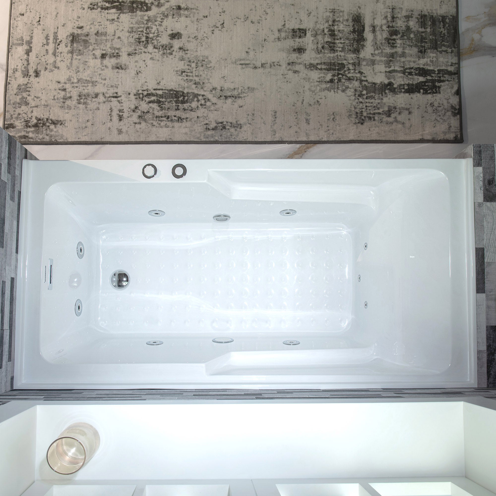 WOODBRIDGE 60" Alcove Acrylic Rectangular Whirlpool Heated Jetted Tub in White with Right Drain