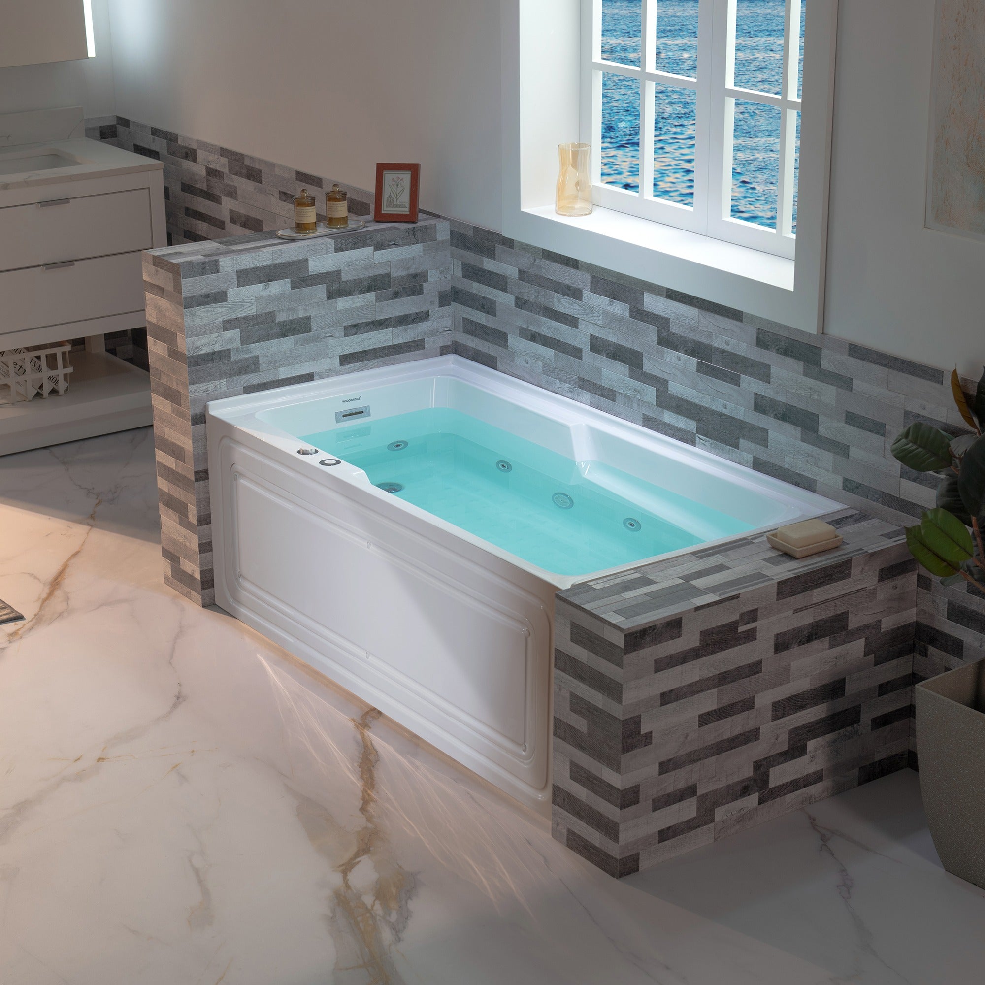 WOODBRIDGE BS6030L 60 Inch Alcove Acrylic Whirlpool Heated Jetted Tub