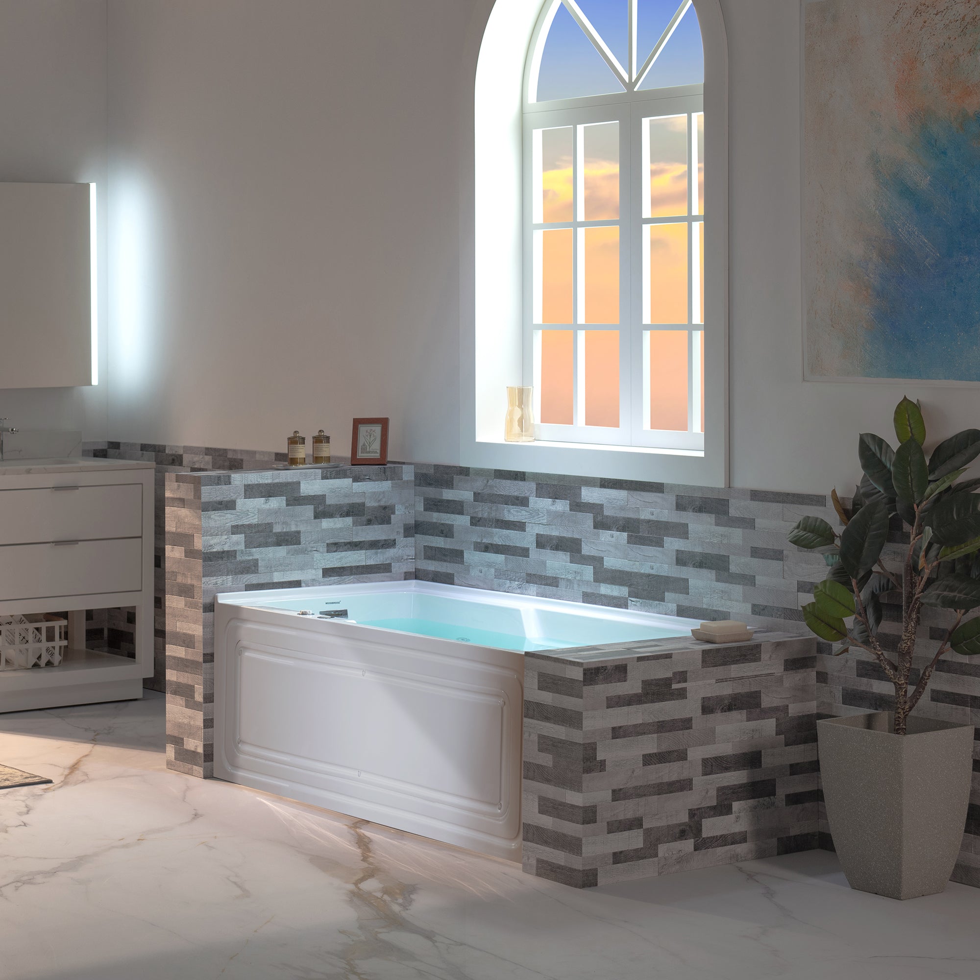 WOODBRIDGE BS6030L 60 Inch Alcove Acrylic Whirlpool Heated Jetted Tub