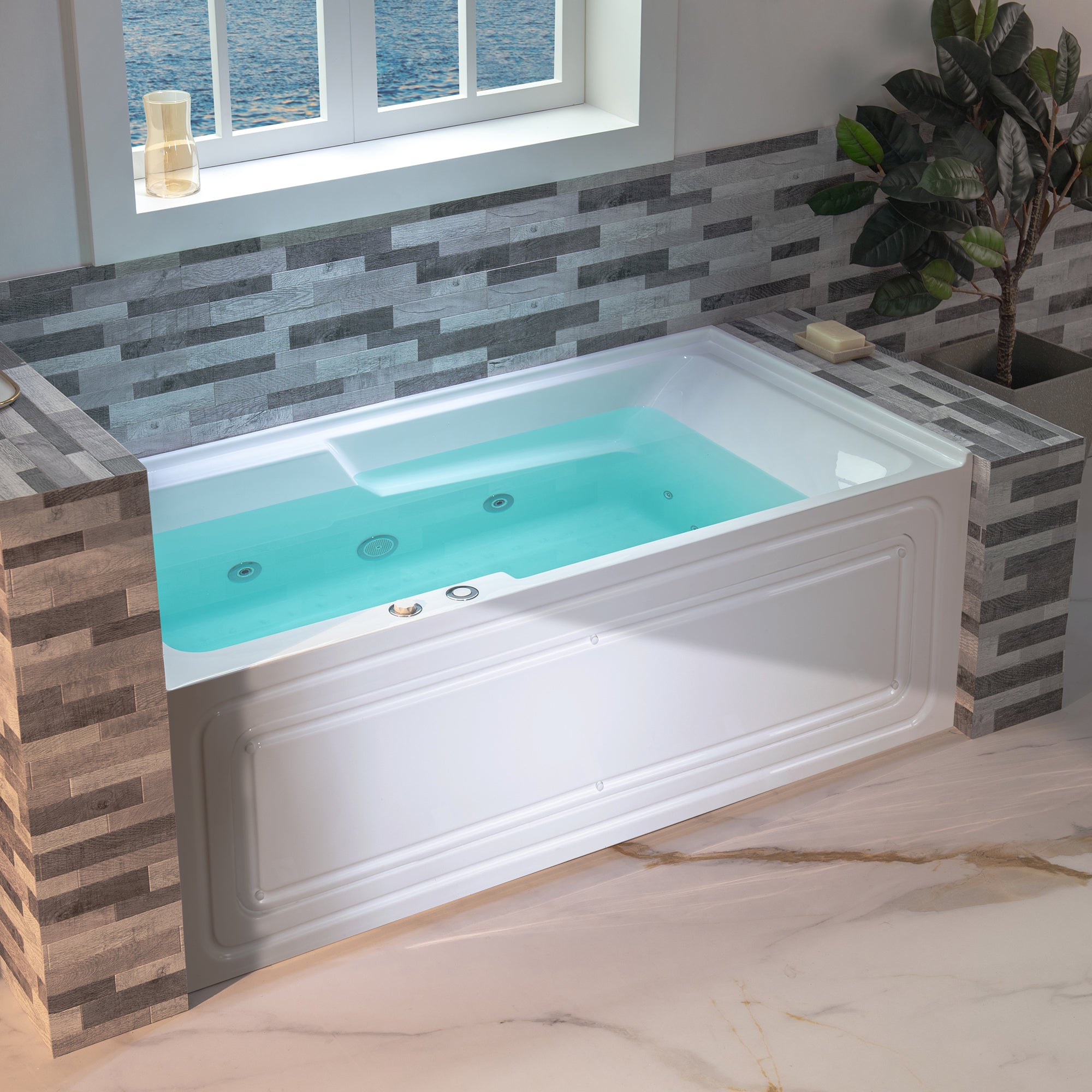 WOODBRIDGE BS6030L 60 Inch Alcove Acrylic Whirlpool Heated Jetted Tub