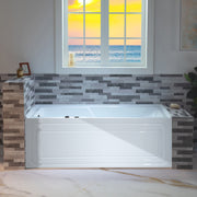 WOODBRIDGE 60" Alcove Acrylic Rectangular Whirlpool Heated Jetted Tub in White with Left Drain, Matte Black Finish Trim and Drain Kit Included BM6030L