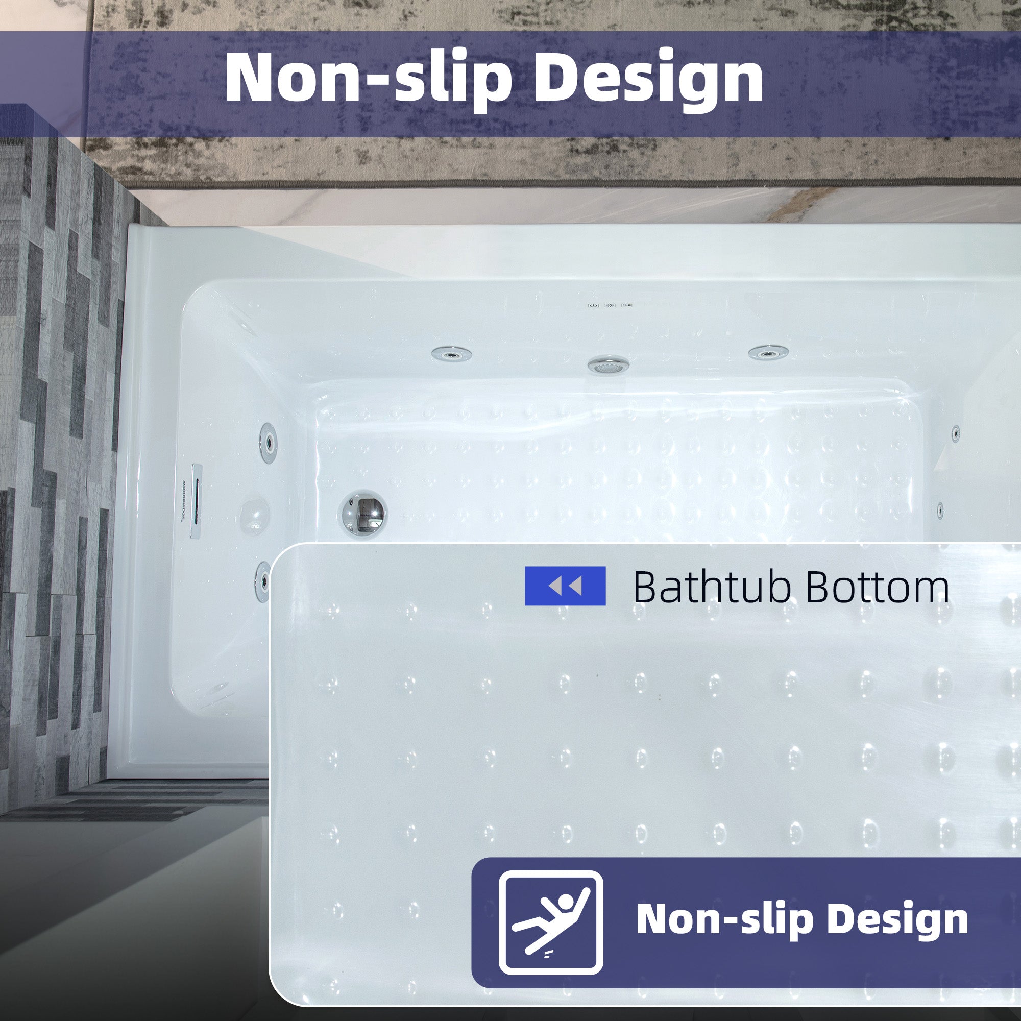 WOODBRIDGE 60" x 30" Alcove Acrylic Rectangular Whirlpool Heated Jetted Tub – Right Drain, White, BS666 Series