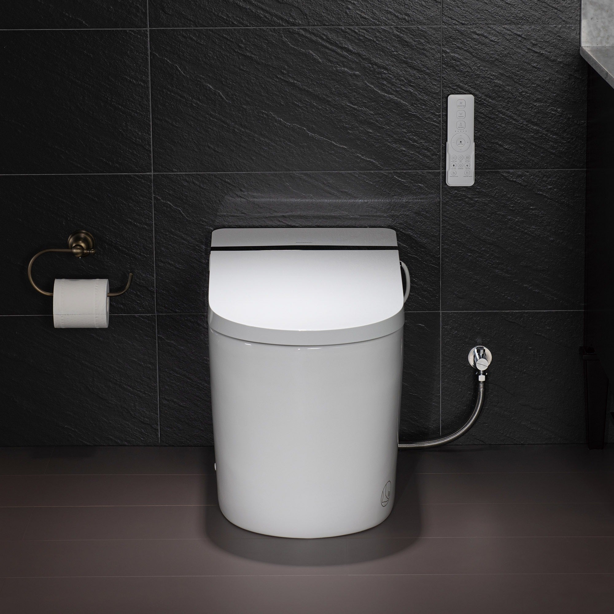 WOODBRIDGE B0990S One Piece Elongated Smart Toilet Bidet with Auto Open & Close, Auto Flush, Foot Sensor Flush, LED Temperature Display, Heated Seat and Integrated Multi Function Remote Control, White