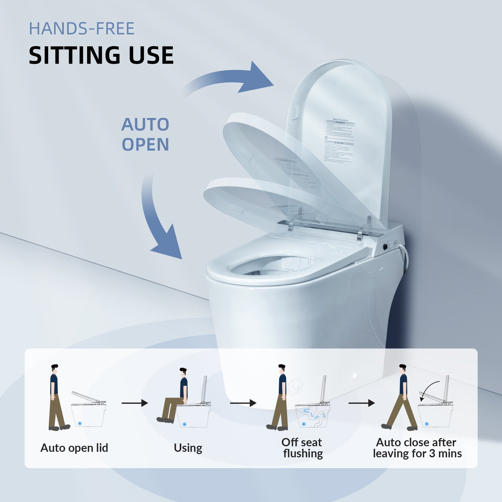 WOODBRIDGE B0990S One Piece Elongated Smart Toilet Bidet with Auto Open & Close, Auto Flush, Foot Sensor Flush, LED Temperature Display, Heated Seat and Integrated Multi Function Remote Control, White