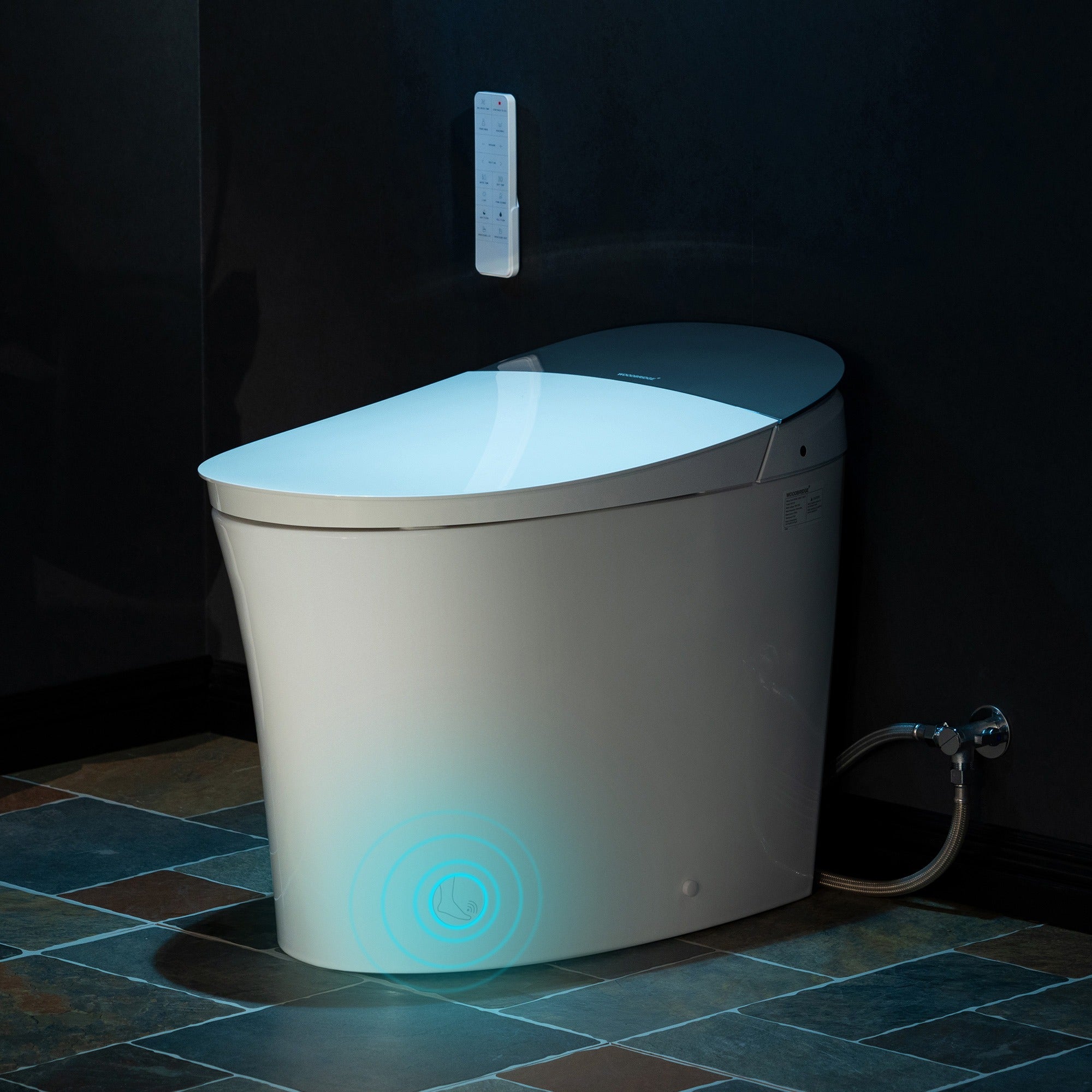 WOODBRIDGE Smart Bidet Toilet Auto Open & Close, Auto Flush, Foot Sensor, Cleaning Foam Dispenser, Heated Seat and ADA Chair Height Design, EBT230